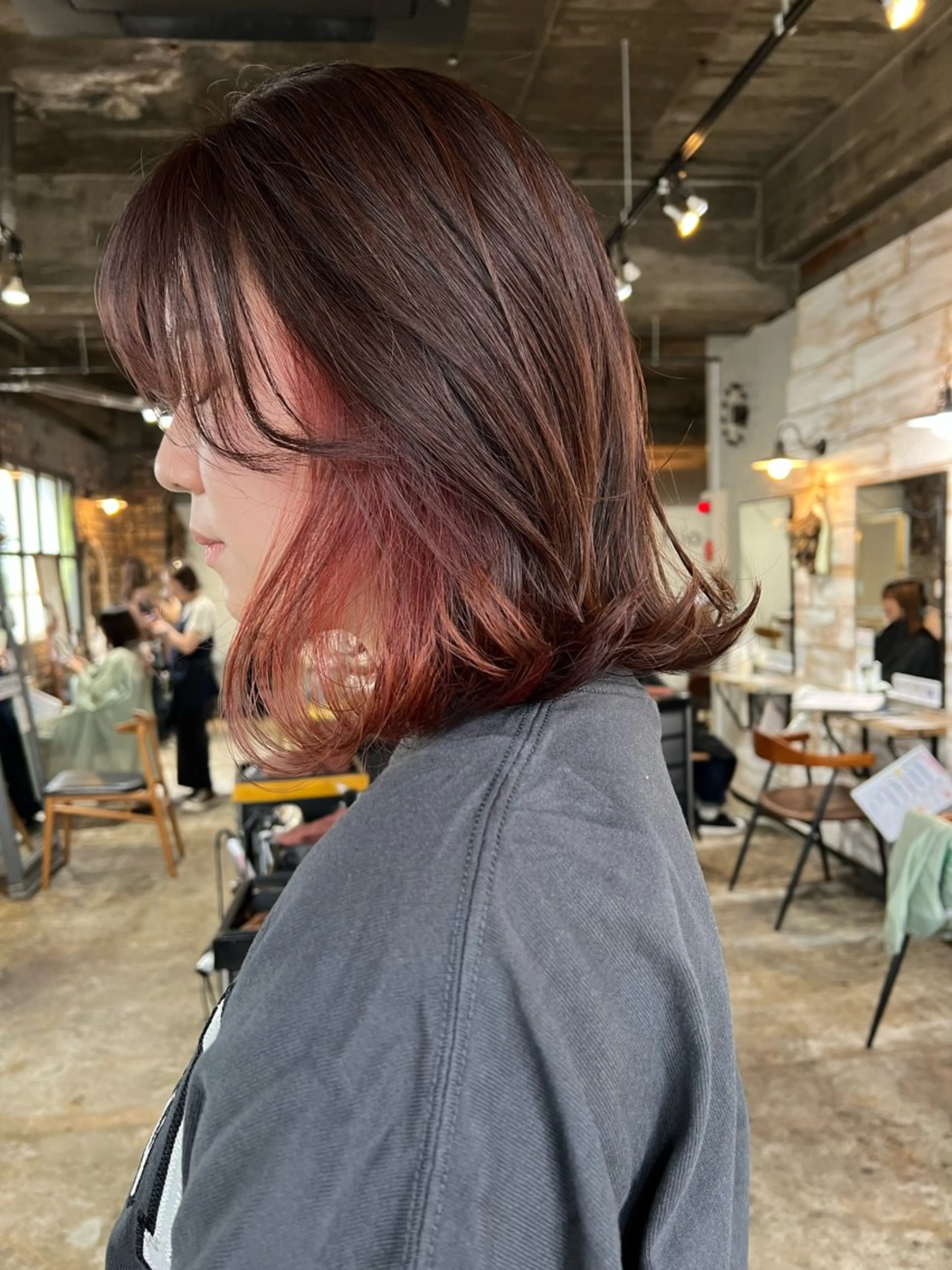 ミディアム カラー カット ヘアカラー トリートメント ツキノキ ミナのヘアスタイル