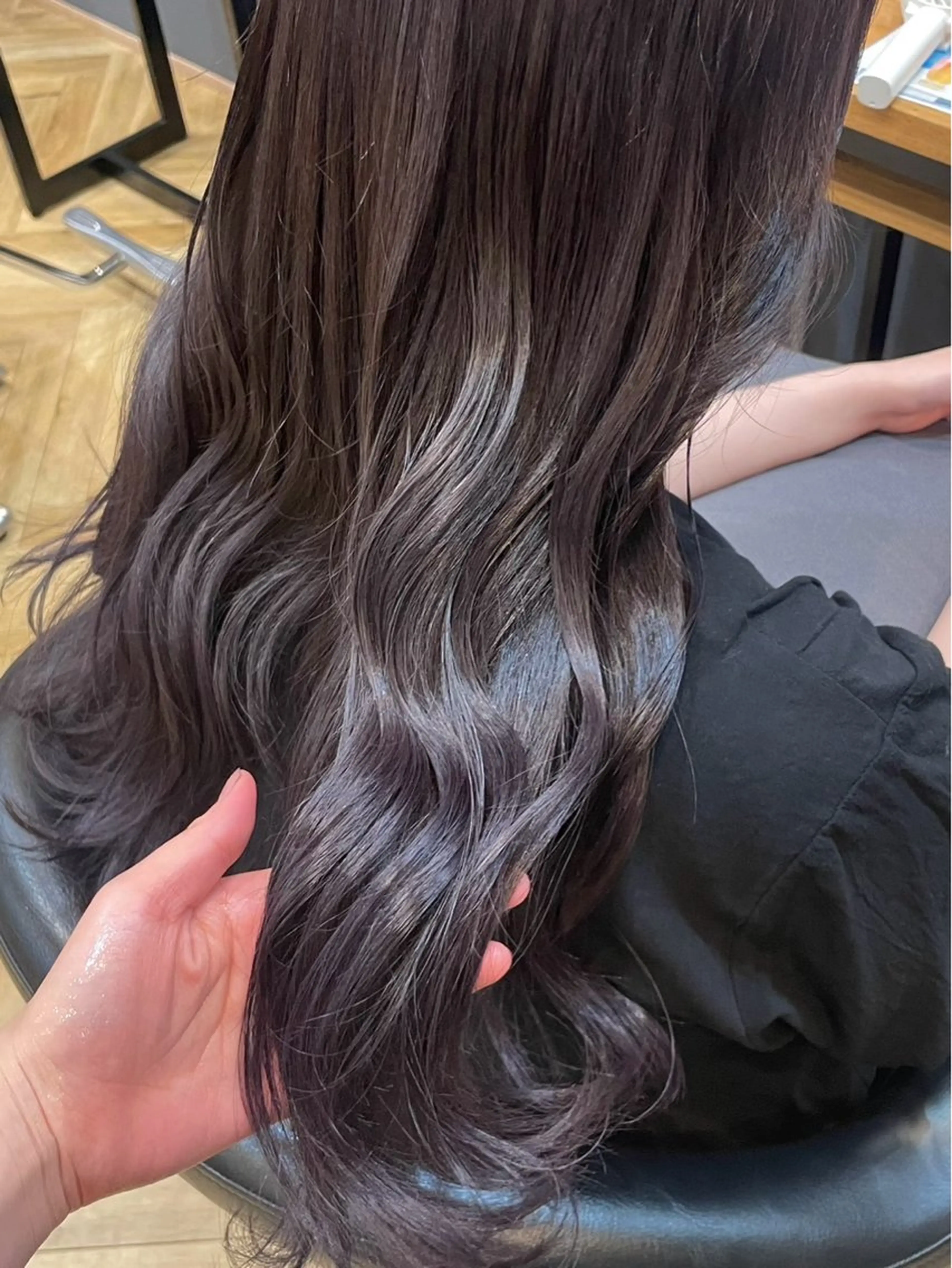 ロング カット ヘアカラー トリートメント 鎌取/透明感カラー /ボブ/顔まわりのヘアスタイル