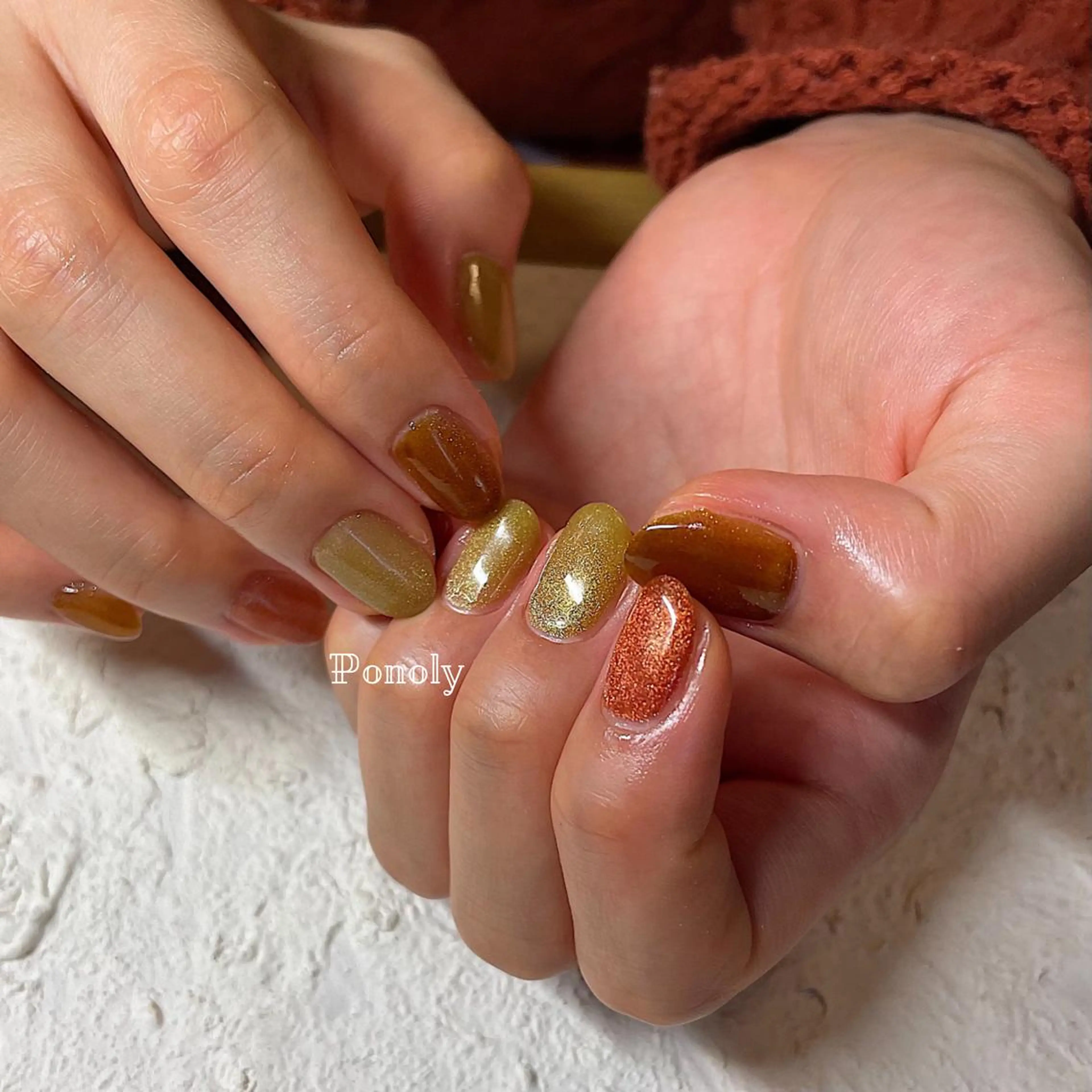 ショート ネイル マグネットネイル ワンカラーネイル ハンドネイル 10ten所属・10ten Mikiのネイルデザイン