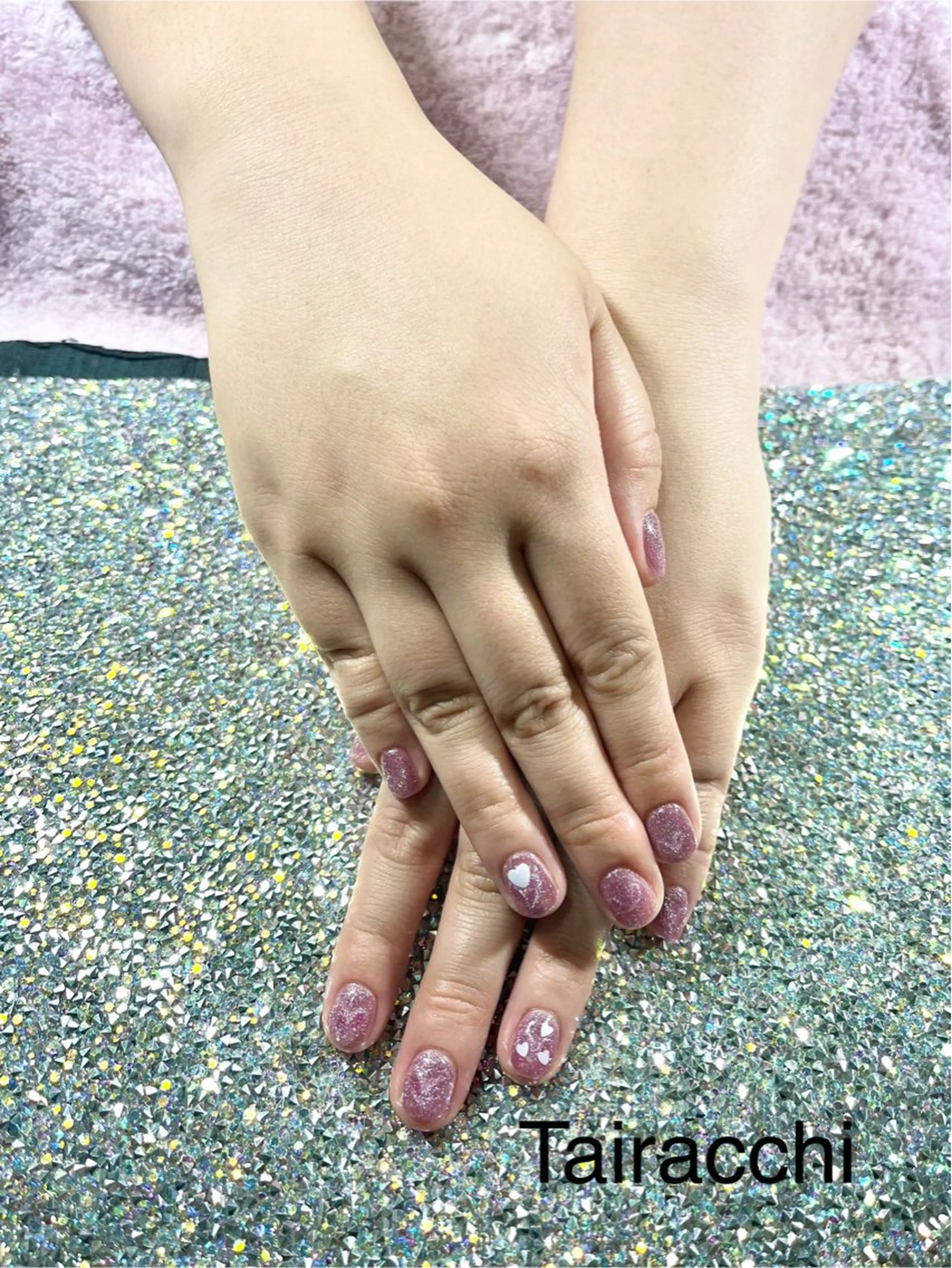 ネイル フラッシュネイル ハート キラキラネイル マグネットネイル ハンドネイル Tairacchi タイラッチのエステ・リラクイメージ