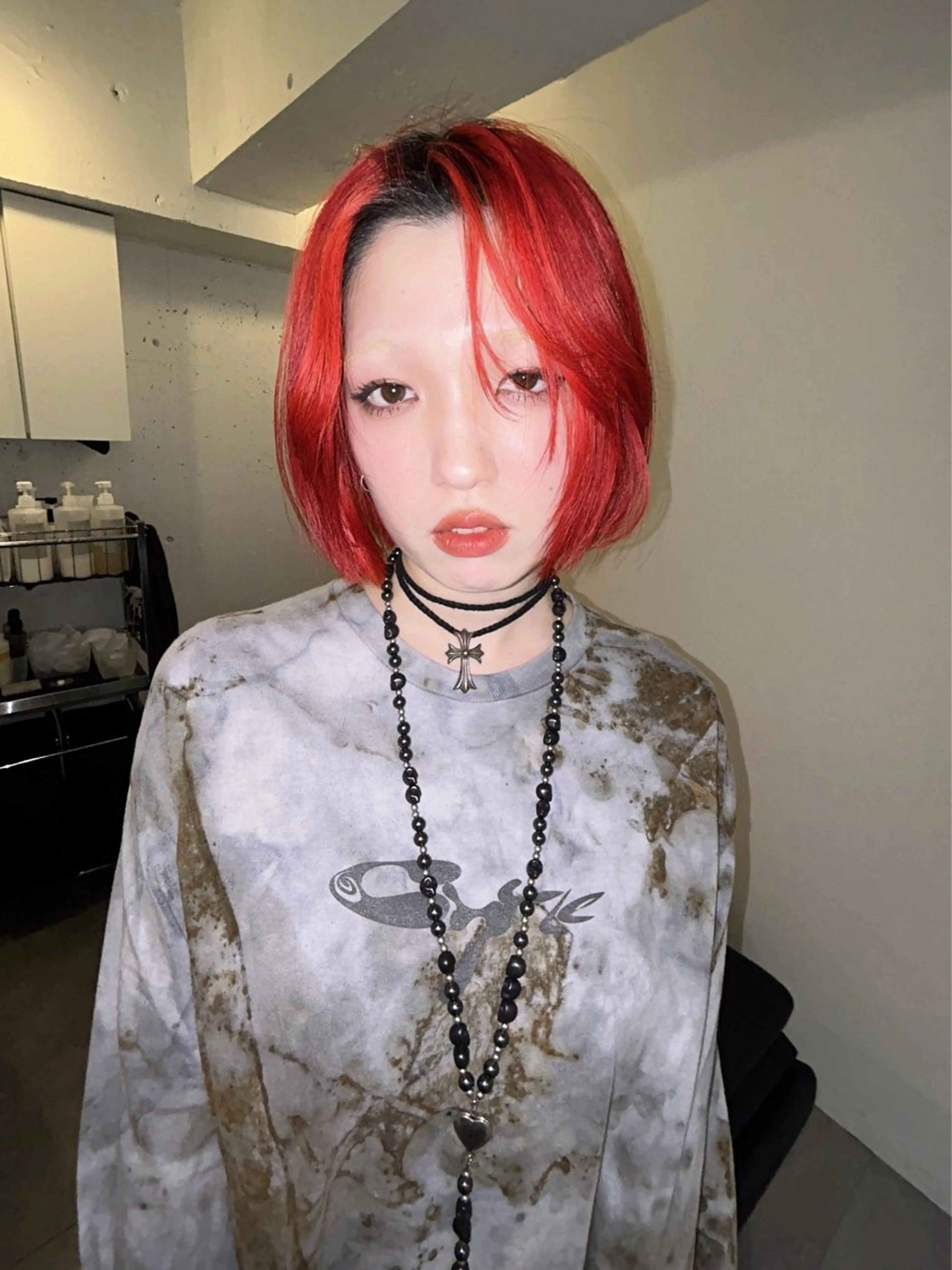 ミディアム カラー ブリーチ ブロンド 綺星 ハイトーン/デザインのヘアスタイル