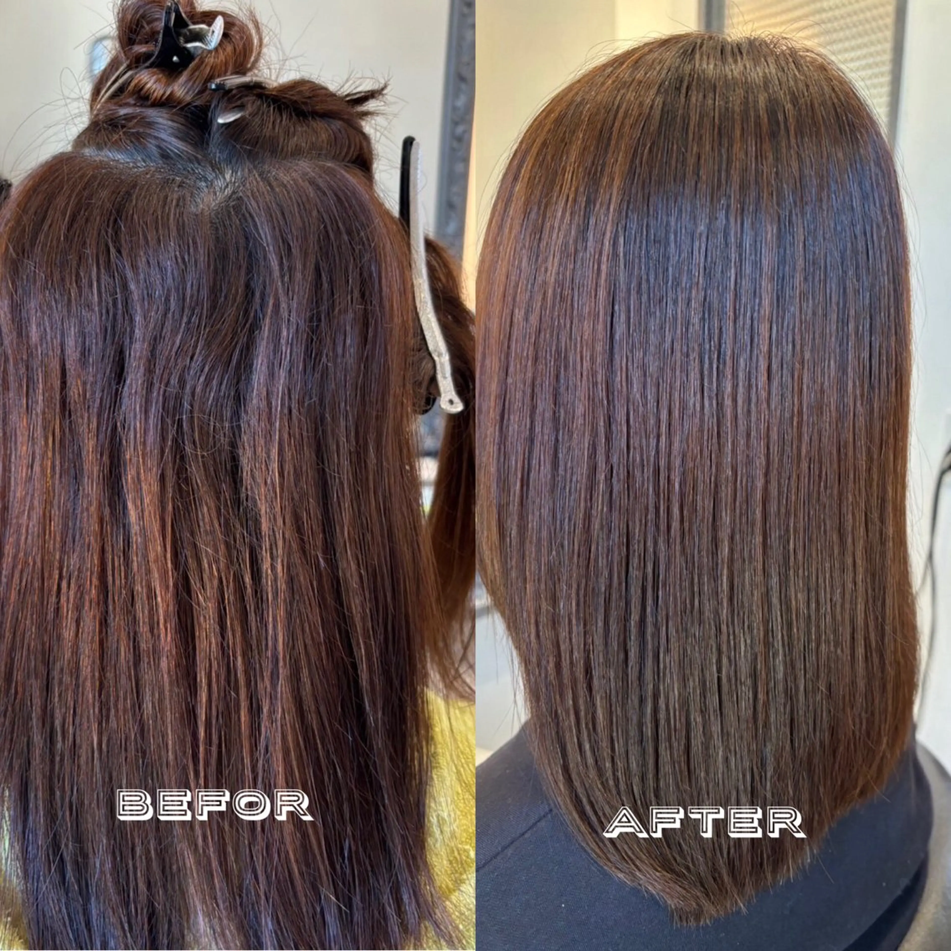 セミロング 髪質改善 縮毛矯正 髪質改善美容室Qin hair所属・【女性限定】 👑hanaのヘアスタイル