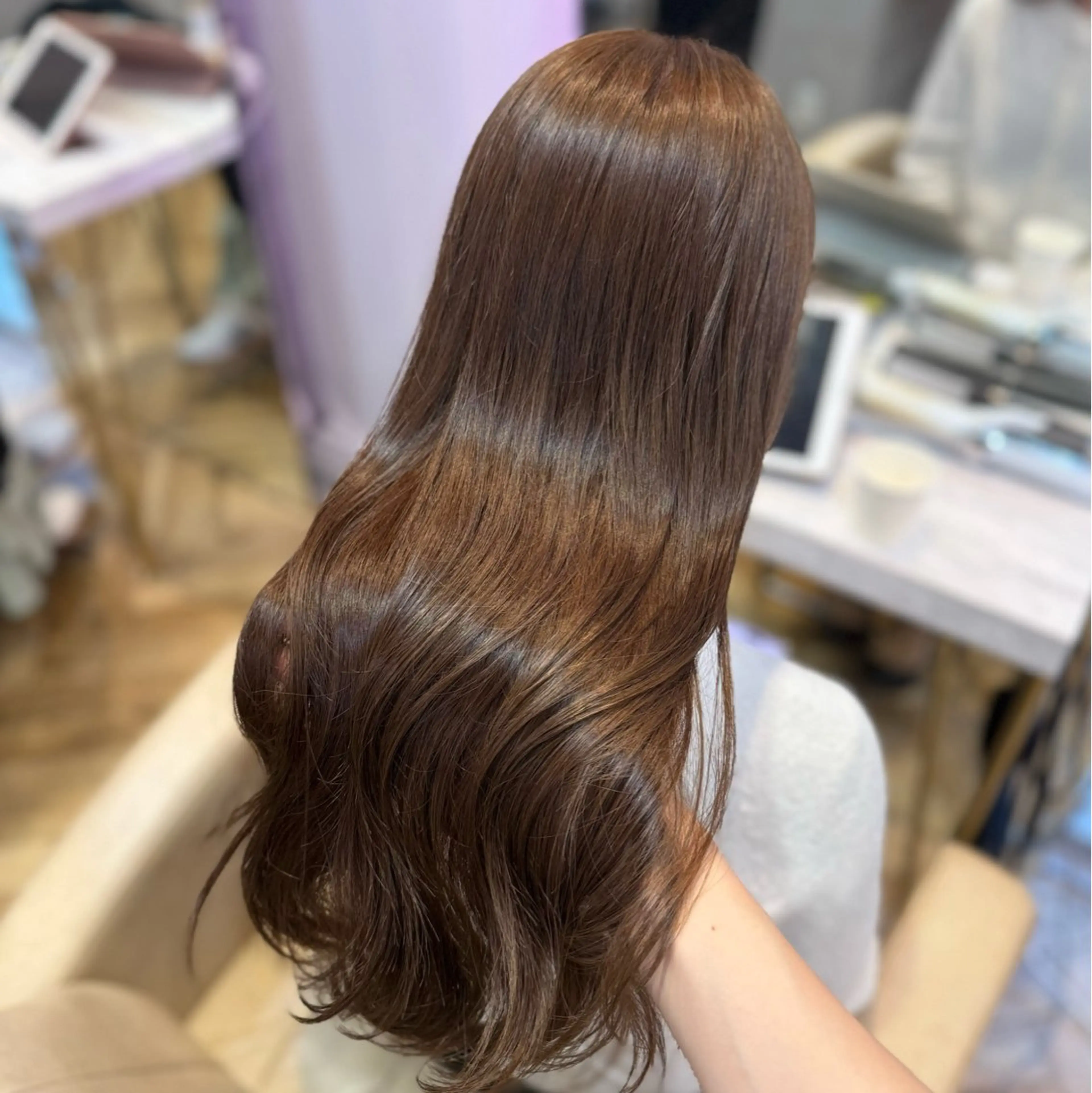 ロング 顔周りカット 韓国風ヘア カット ヘアカラー トリートメント 韓国ヘア/艶髪/ 透明感カラー/つぐみのヘアスタイル