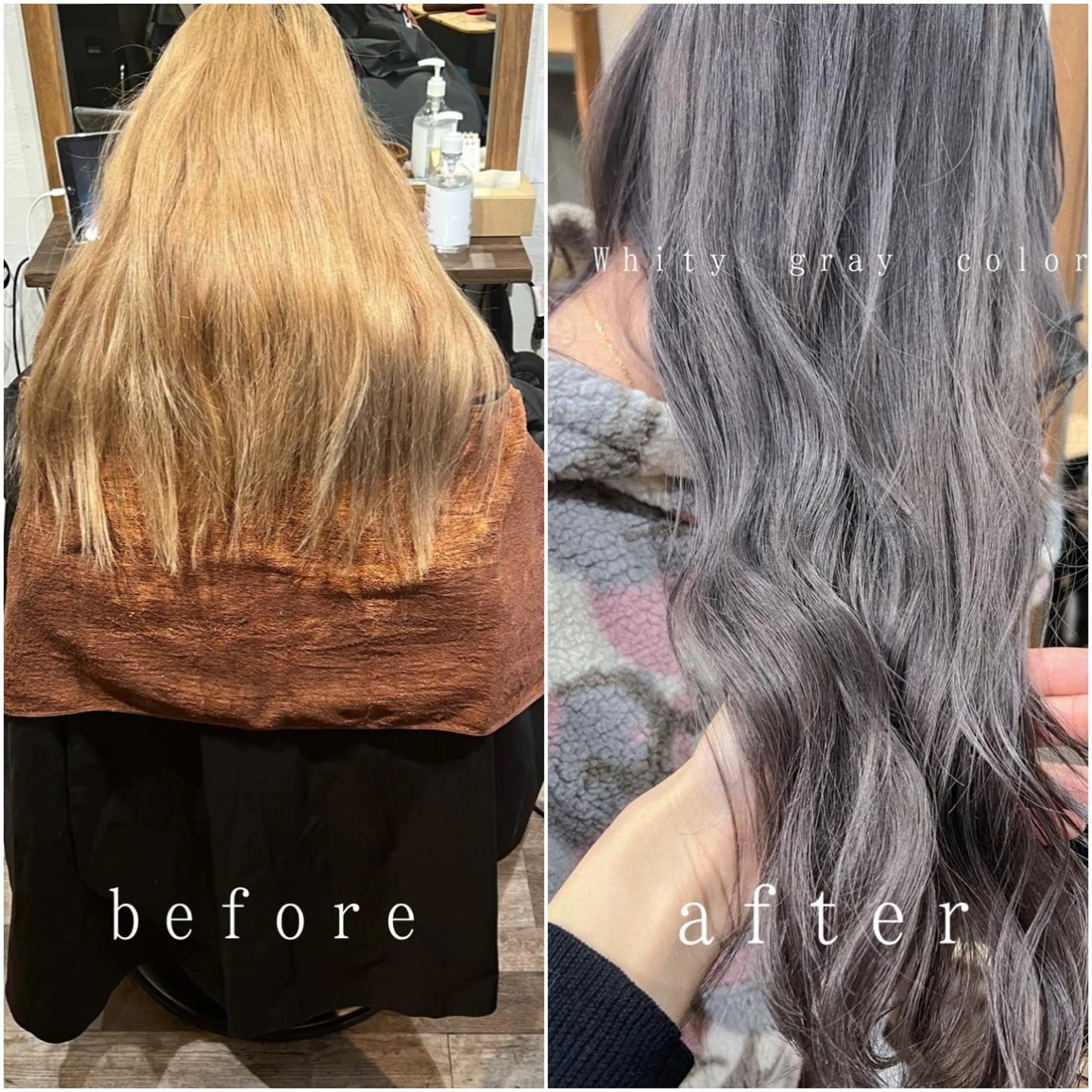 ロング カラー ブリーチ パープルカラー ヘアカラー カラーパティシエ facce🌼ikoのヘアスタイル