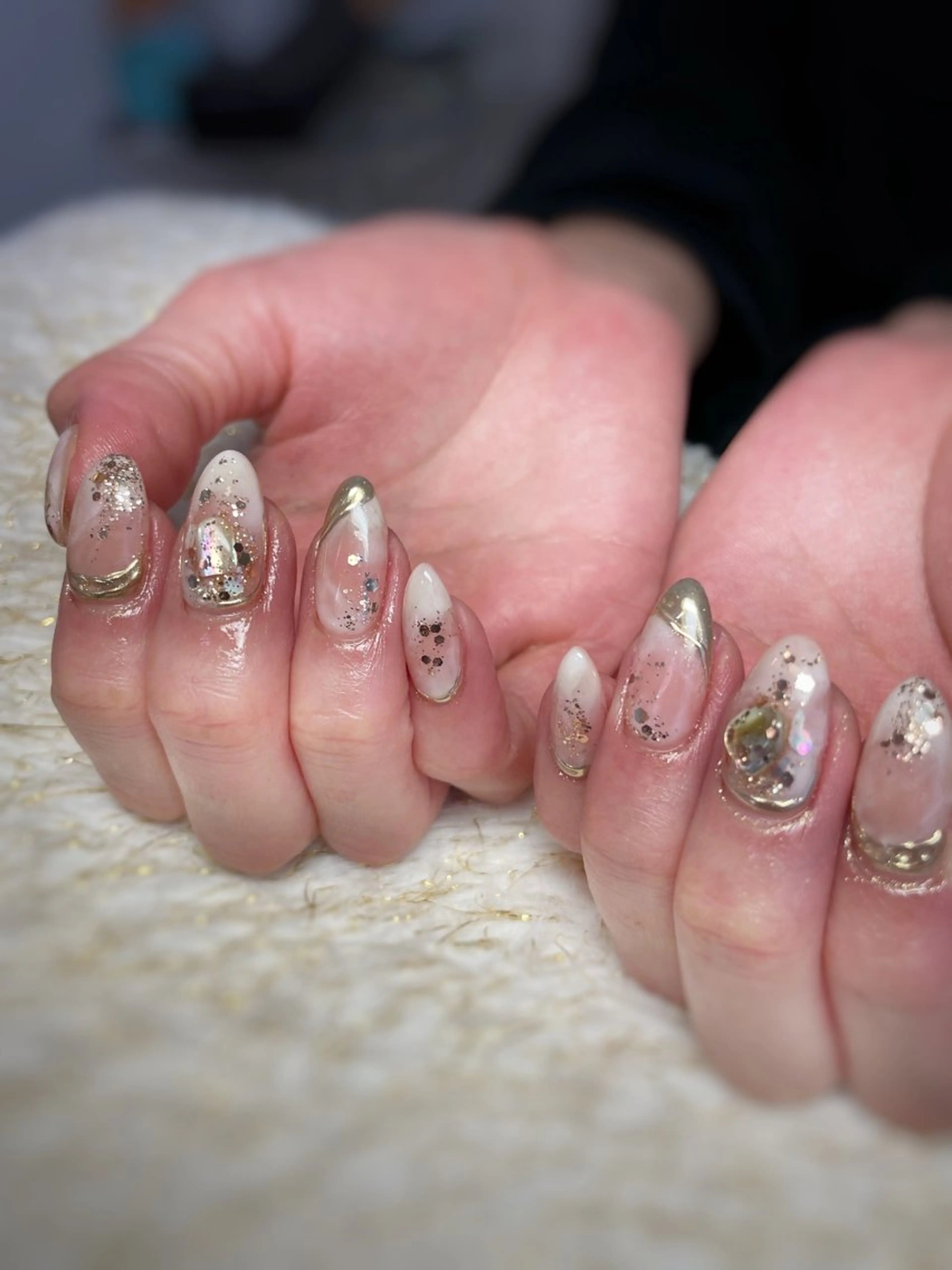 ネイル ラメ(グリッター) 大理石ネイル(マーブル) ミラーネイル ニュアンスネイル ハンドネイル nail ayacaのネイルデザイン