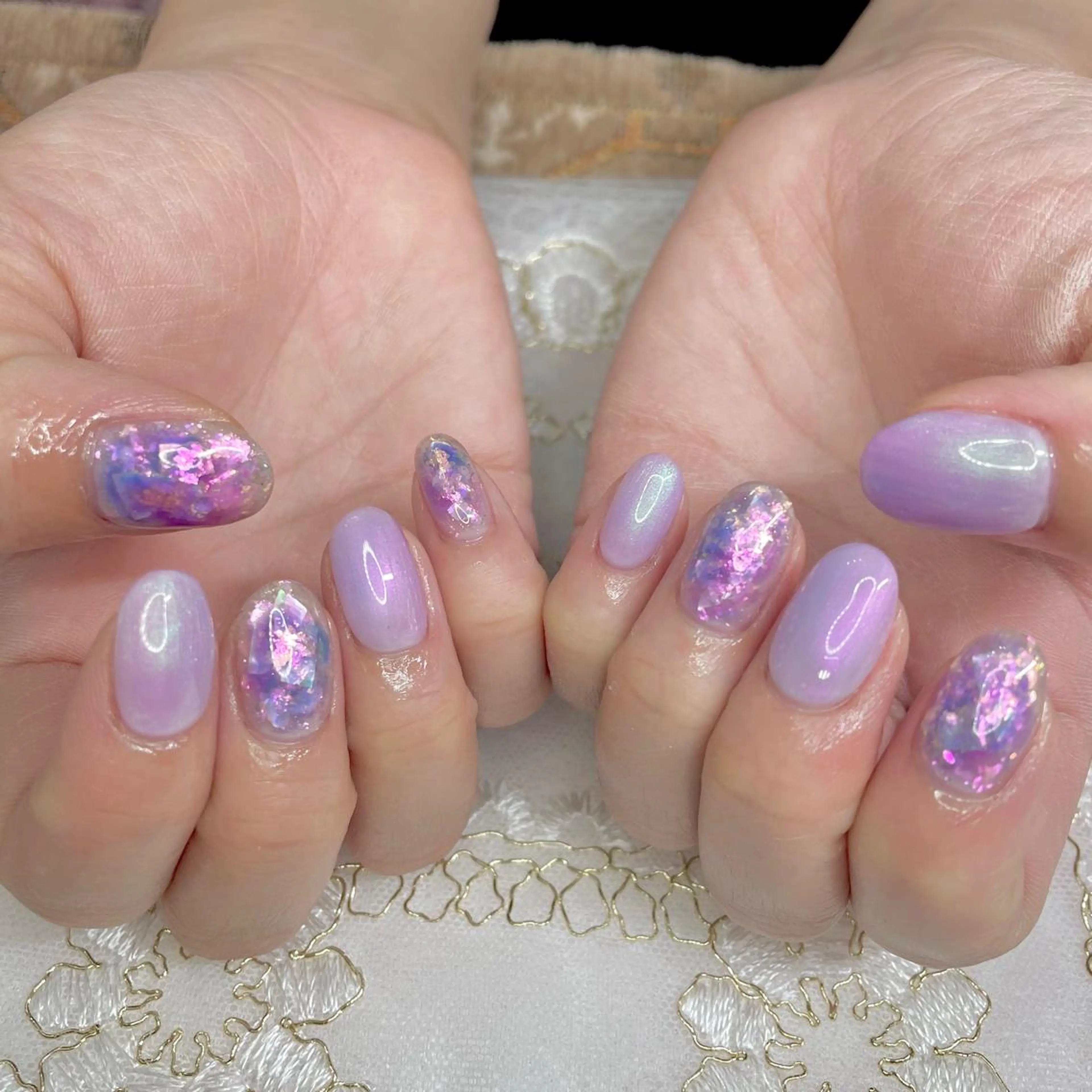 ネイル アートネイル オーロラネイル ジェルネイル 持ち込み ニュアンスネイル J terrace Nailのネイルデザイン