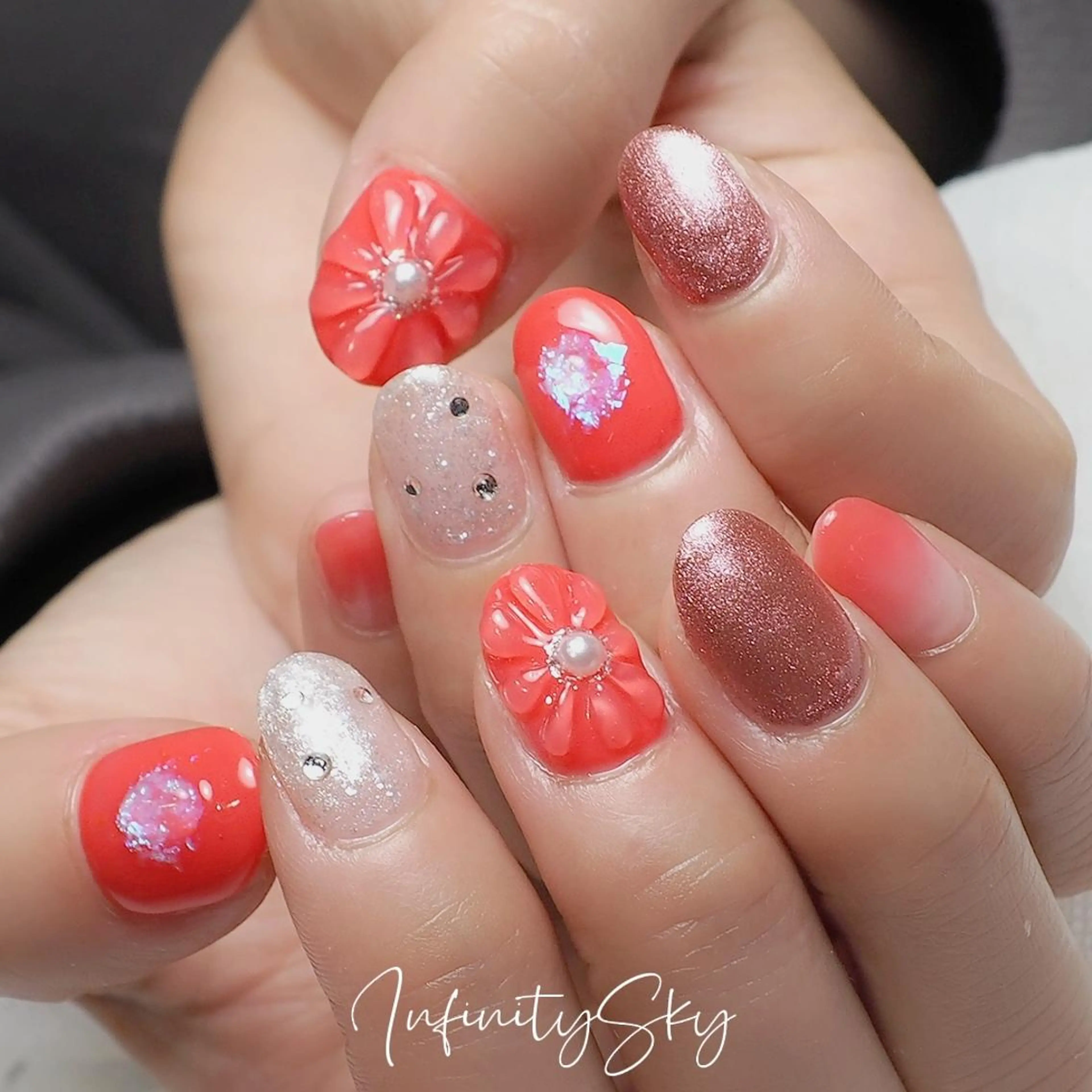 ネイル フラワーネイル ぷっくりネイル infinity skyのネイルデザイン