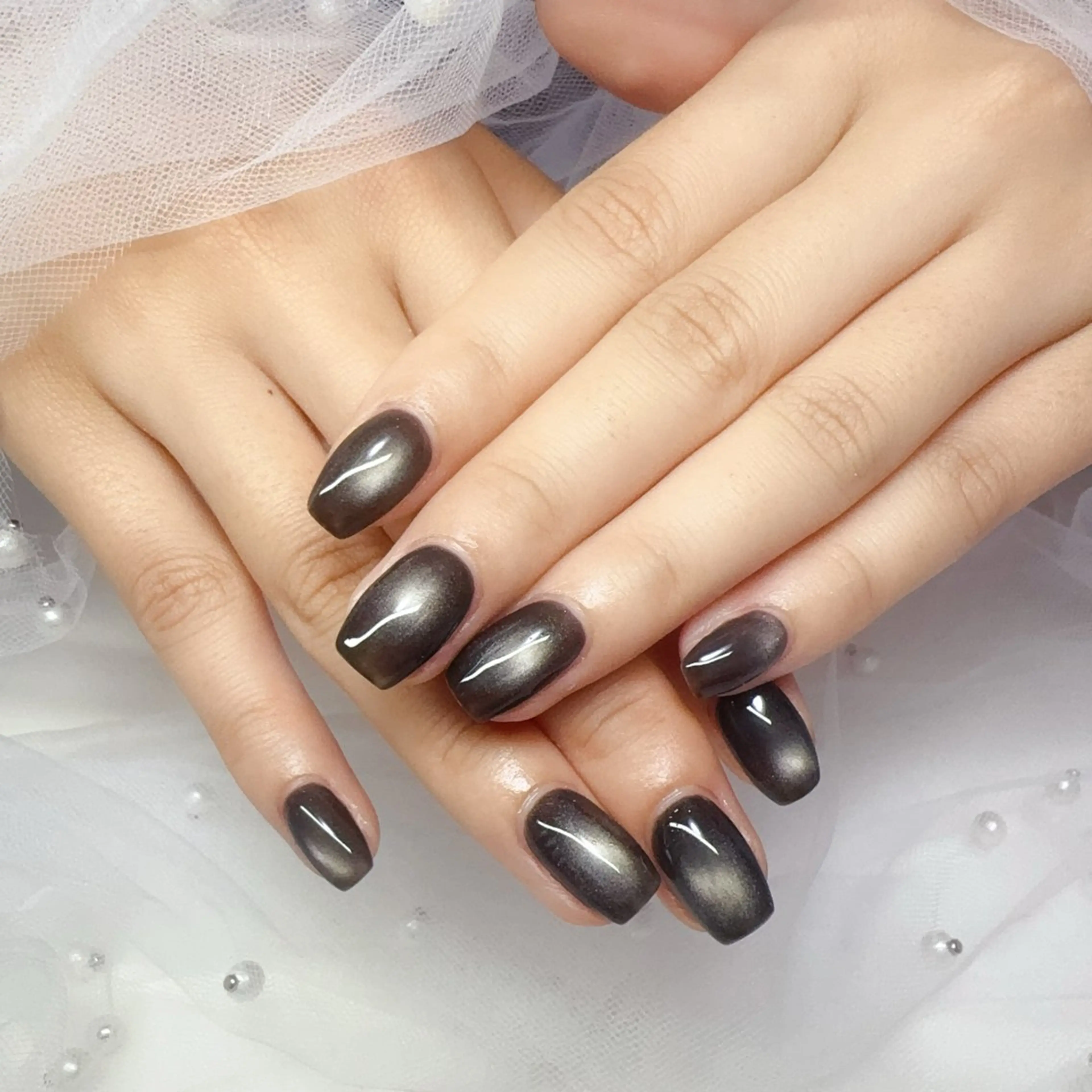 ネイル チークネイル 桜ネイル ジェルネイル キラキラネイル マグネットネイル ハンドネイル YUYI.nail salonのネイルデザイン