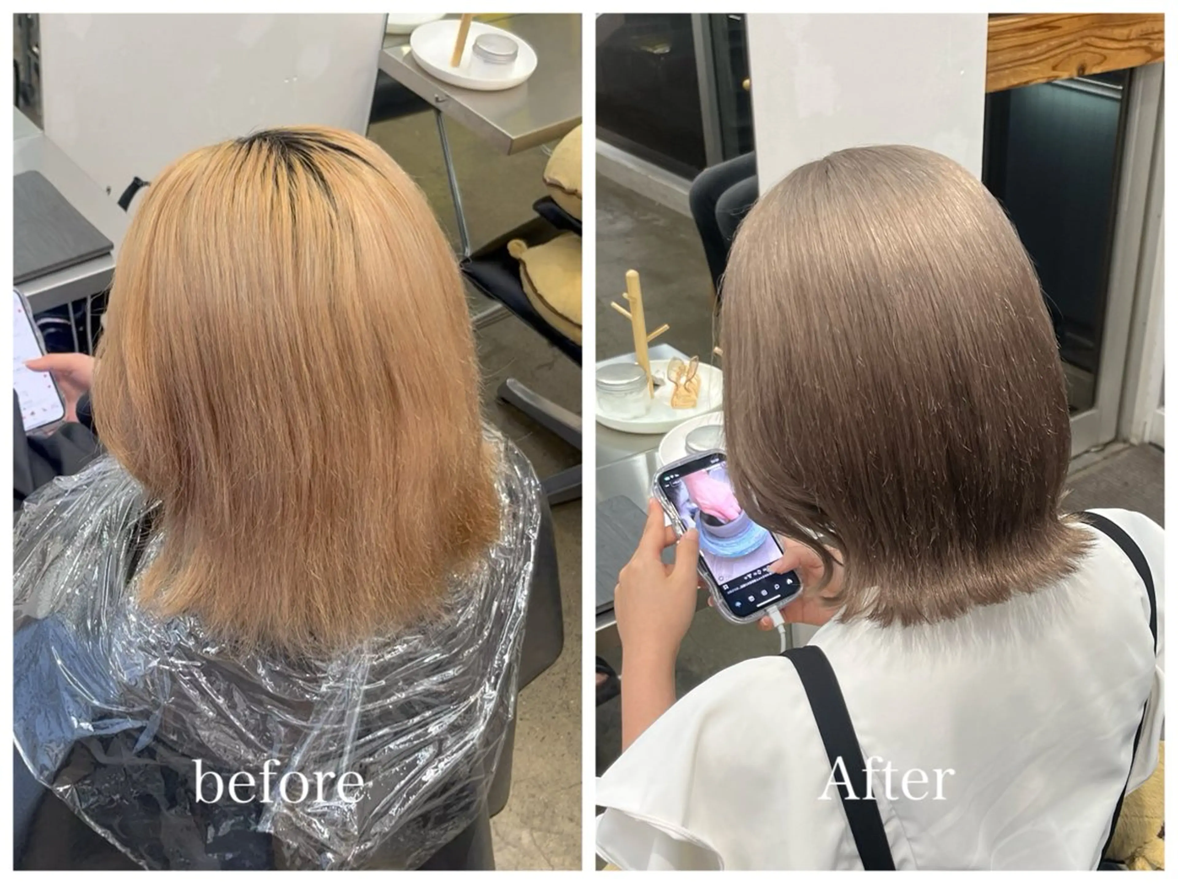 ショート カラー ベージュカラー ミルクティーベージュ 新宿 似合わせカラー HINAのヘアスタイル