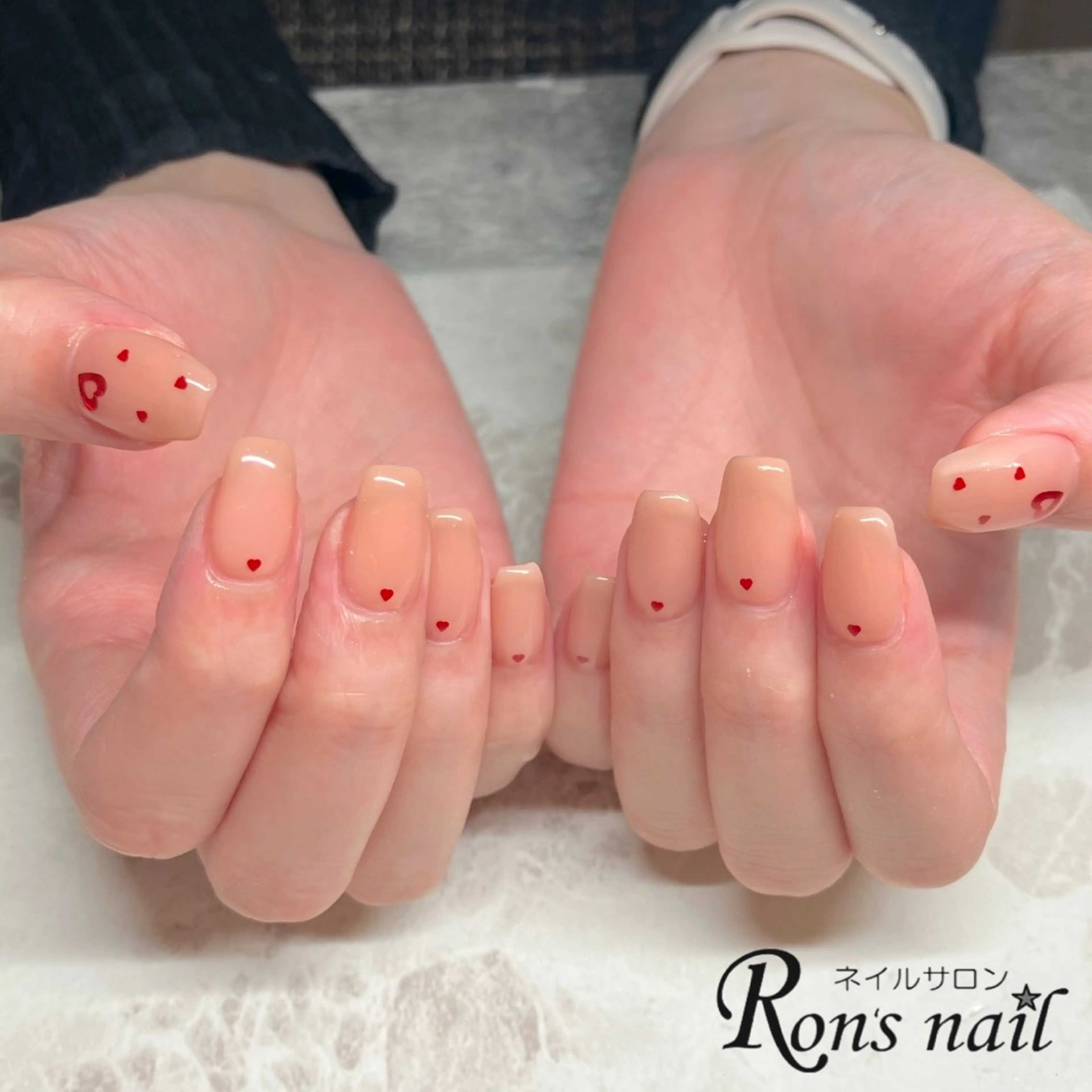ネイル ハート ホログラムネイル ワンカラーネイル Ron's nail 笹岡のネイルデザイン