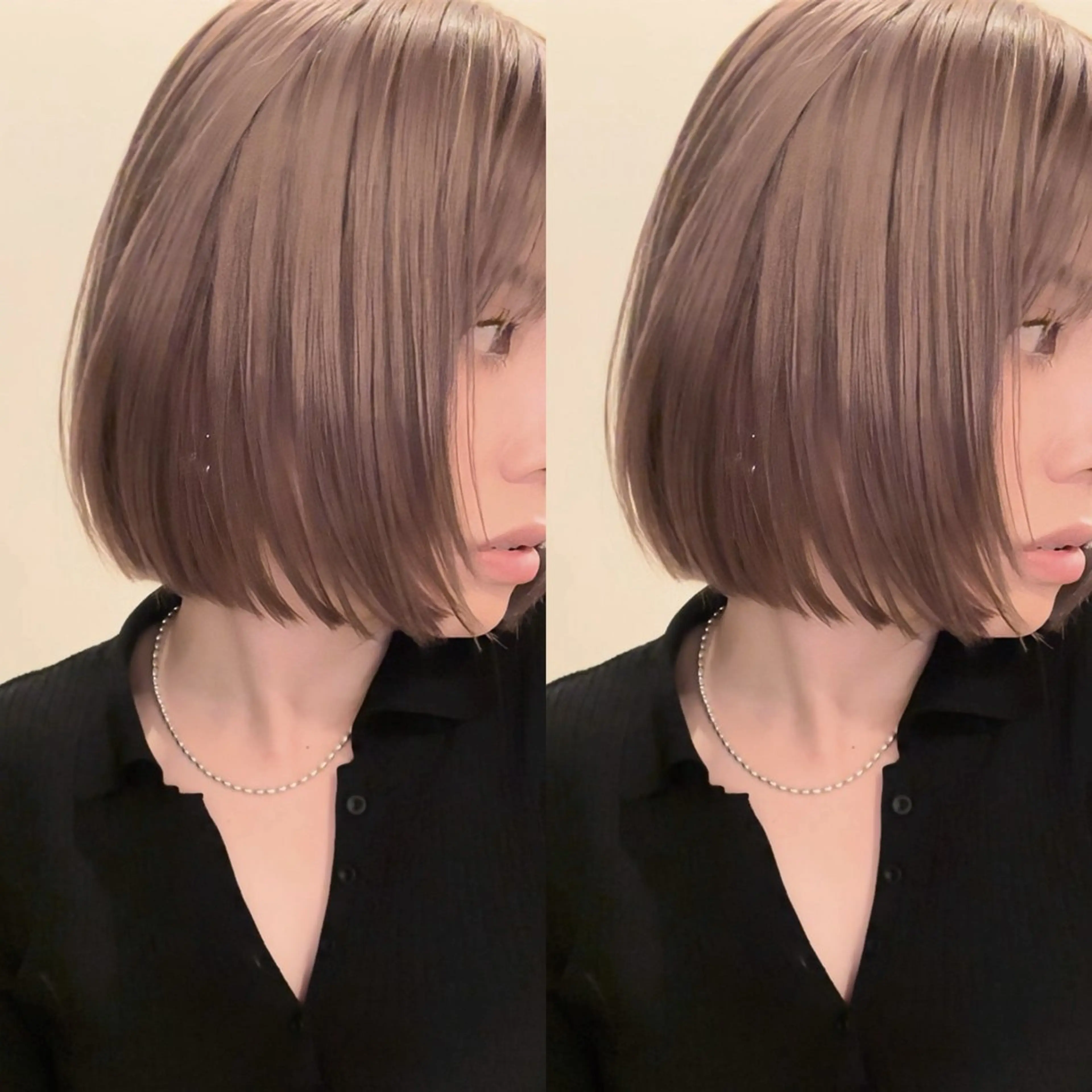 ショート カラー 切りっぱなしボブ ベージュカラー ピンクカラー ピンクベージュ ボブ 色素薄めカラー❤︎ chihiroのヘアスタイル