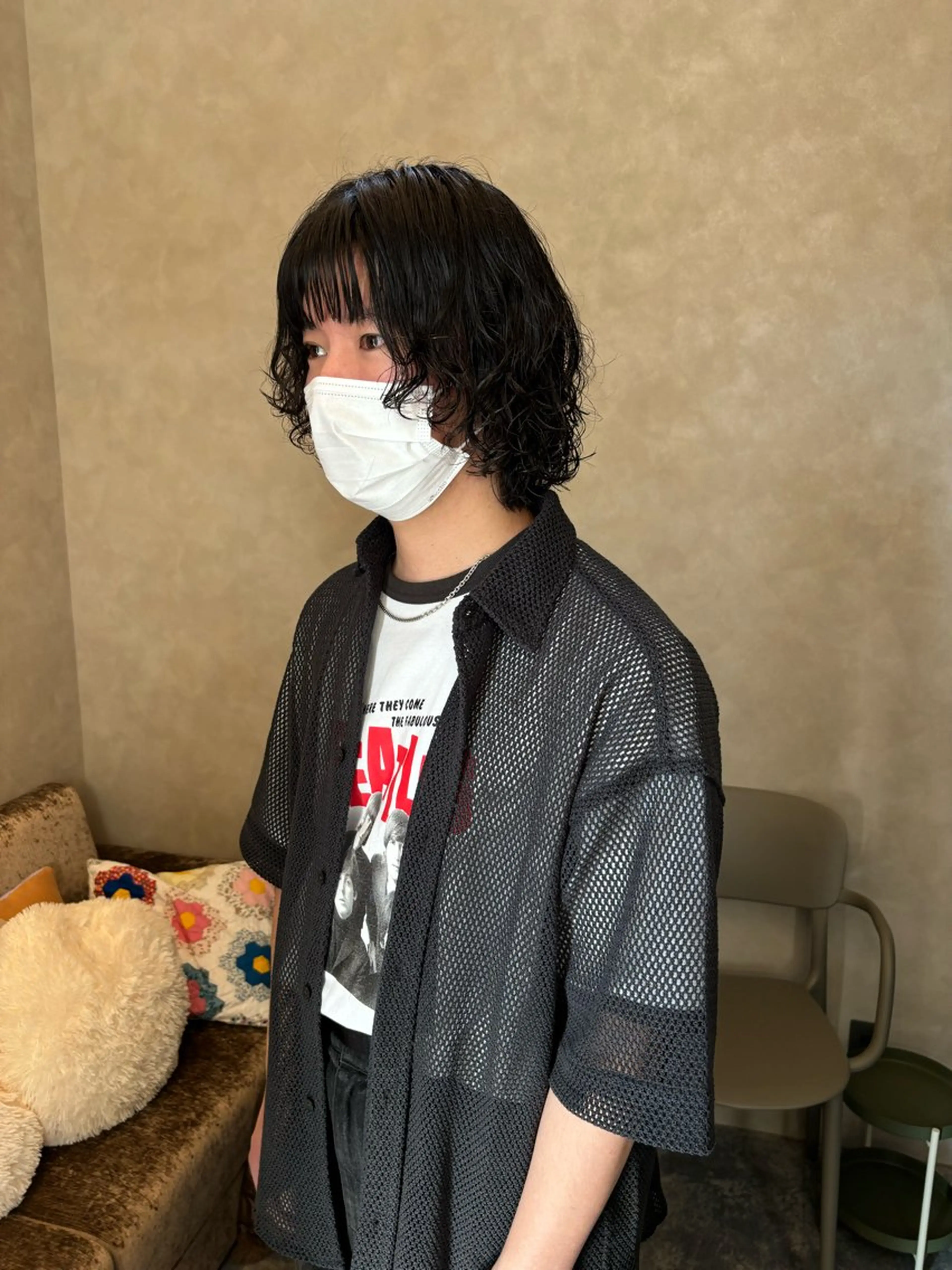 ショート メンズ メンズパーマ ボブ ワイズミ モモカのヘアスタイル