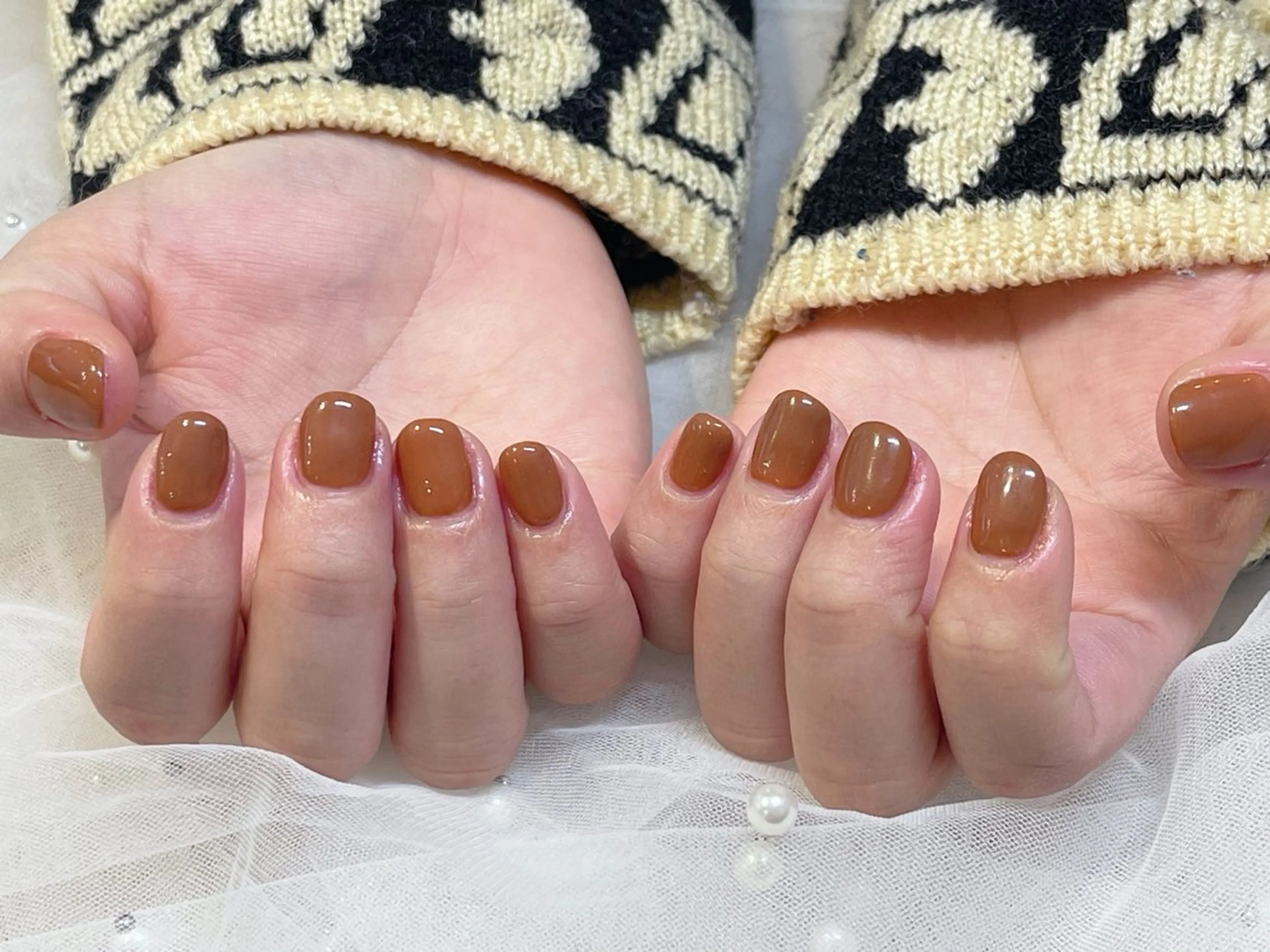 ネイル ブラウン ワンカラーネイル ハンドネイル i. ayakaのネイルデザイン