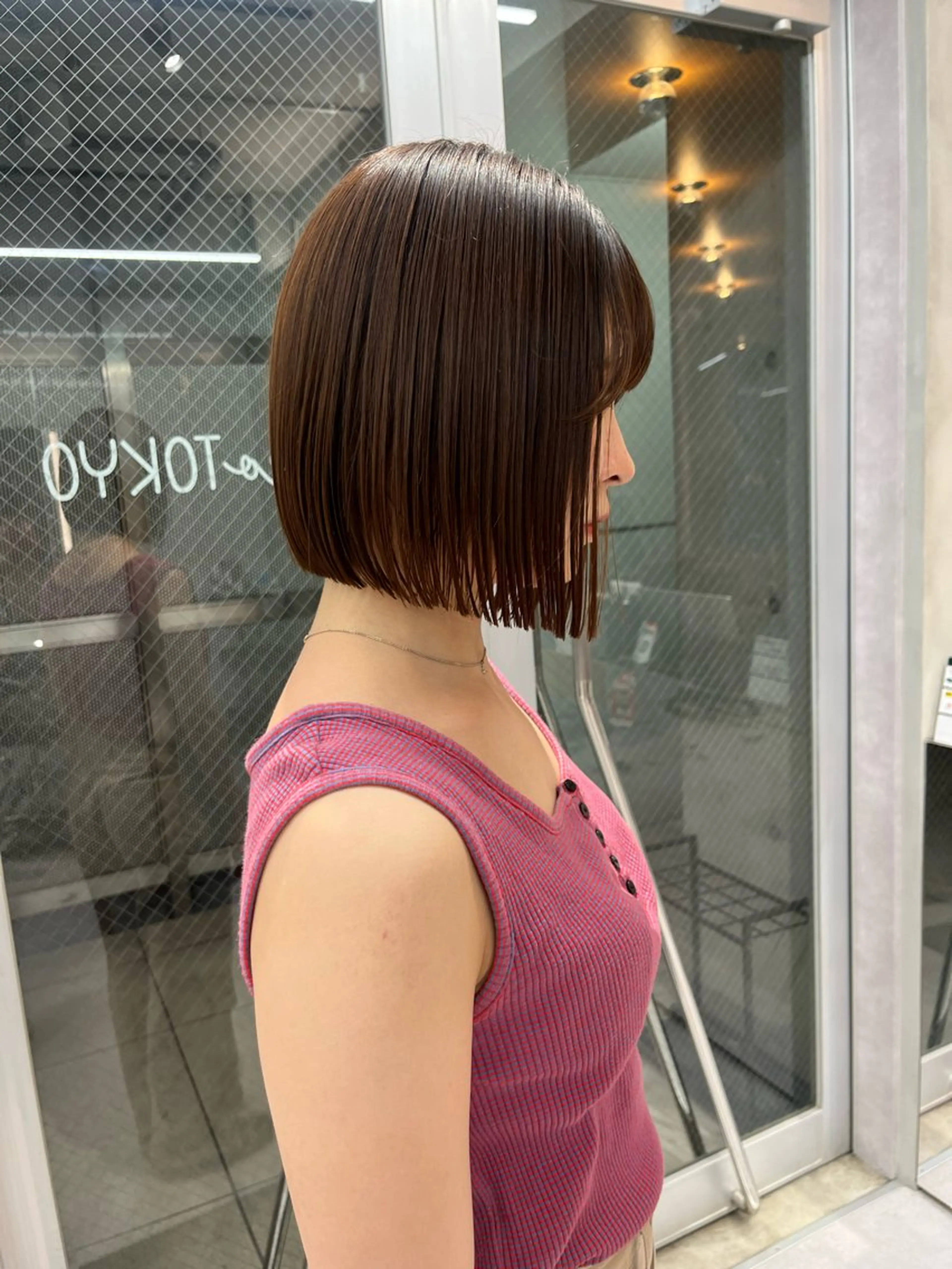 ミディアム カラー カット ヘアカラー トリートメント ボブ&透明感カラー ♡TOMOEのヘアスタイル