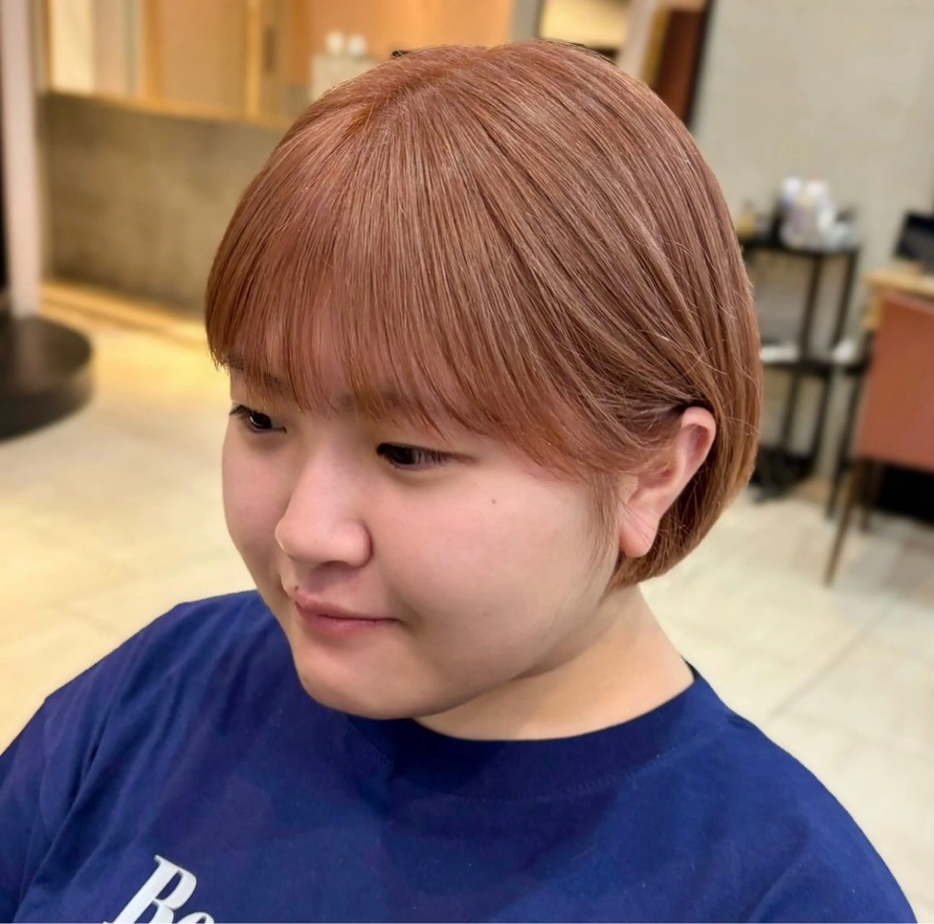 ショート カラー 丸みショート ベージュカラー オレンジ オレンジベージュ ショートヘア カット ヘアカラー トリートメント 顔まわり/レイヤー/ 透明感/まいな🥨のヘアスタイル