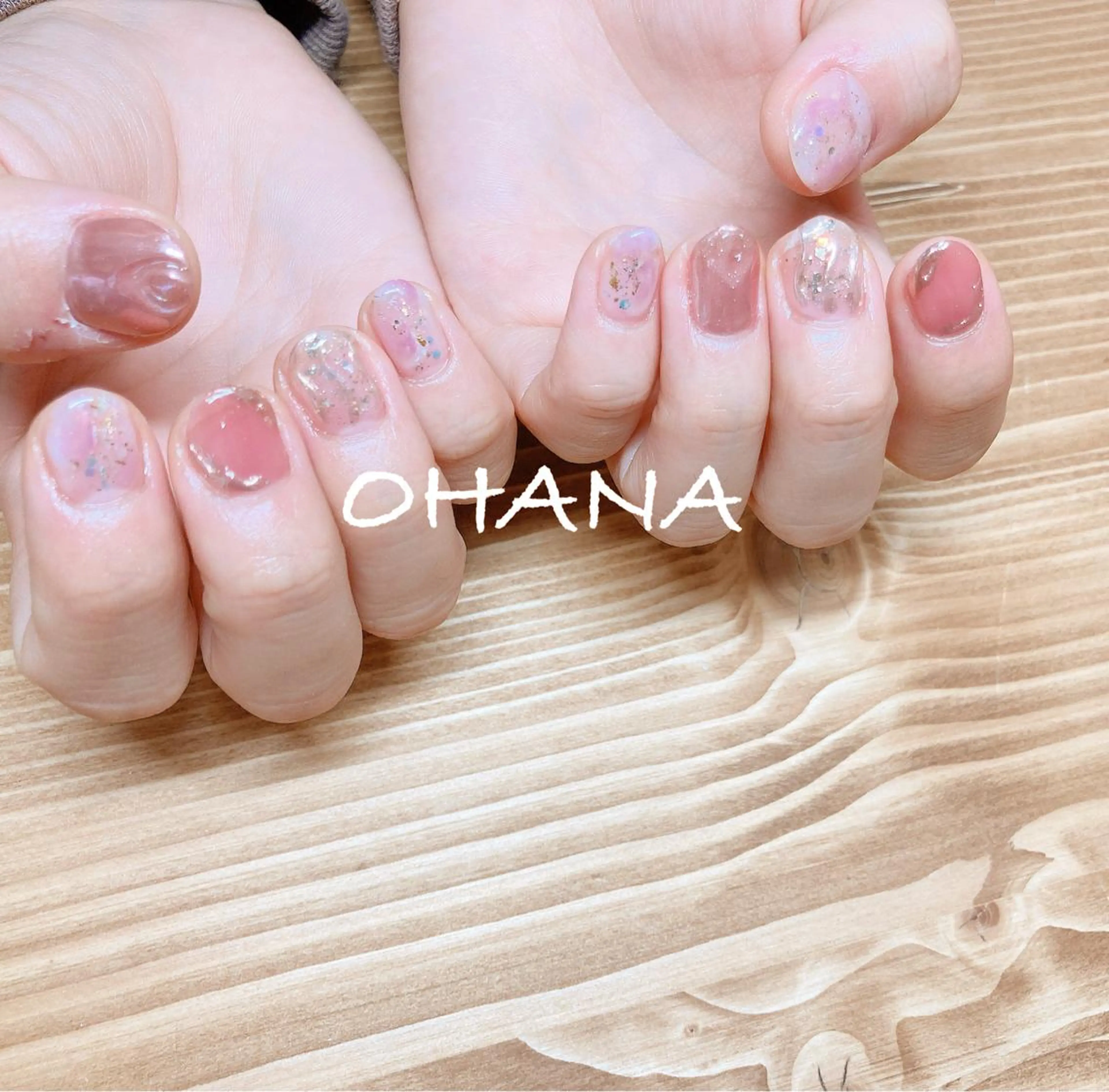 ネイル 成人式 フットネイル ハート ミラーネイル ニュアンスネイル nailroom  OHANA所属・nailroom OHANA🌴のネイルデザイン