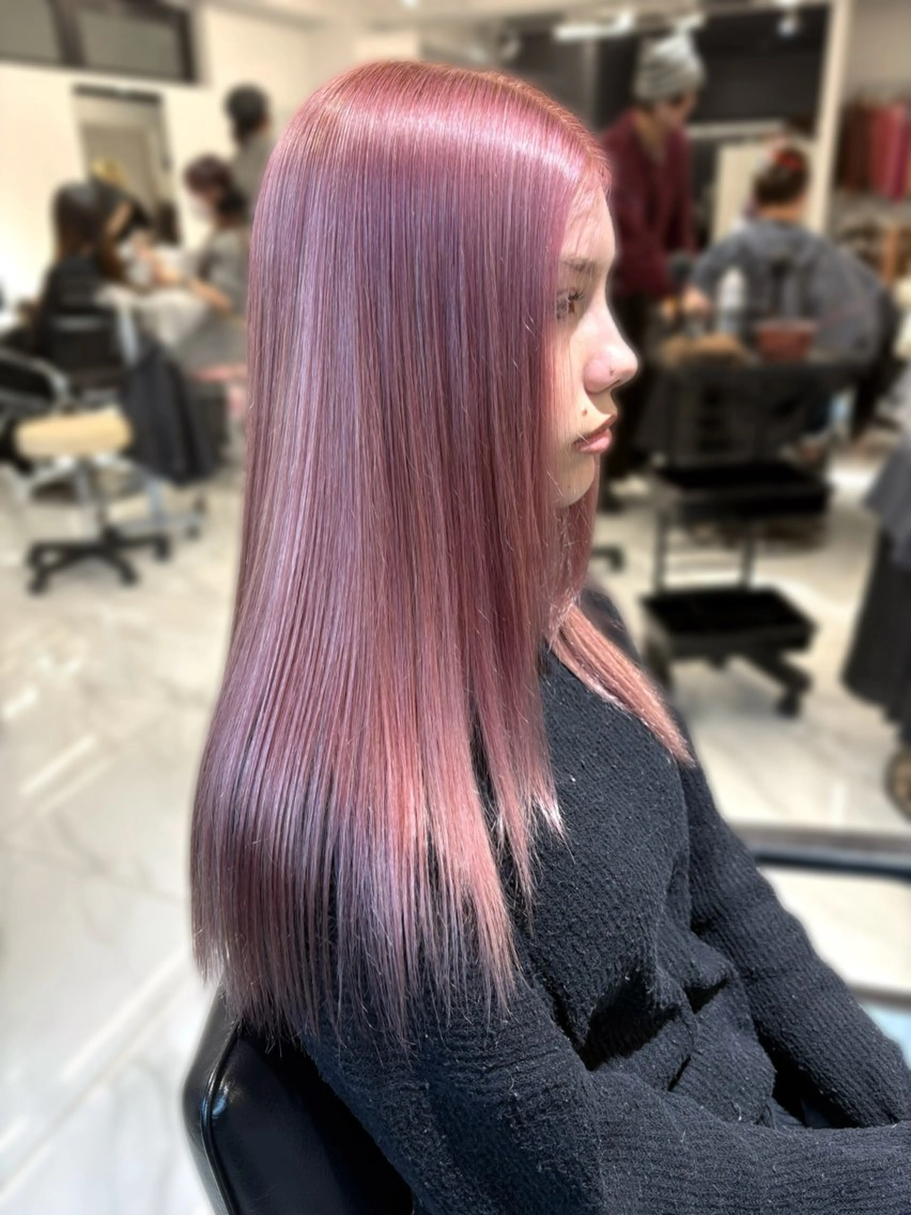 ロング カラー ブリーチ ピンクカラー ヘアカラー haruka /韓国レイヤーのヘアスタイル