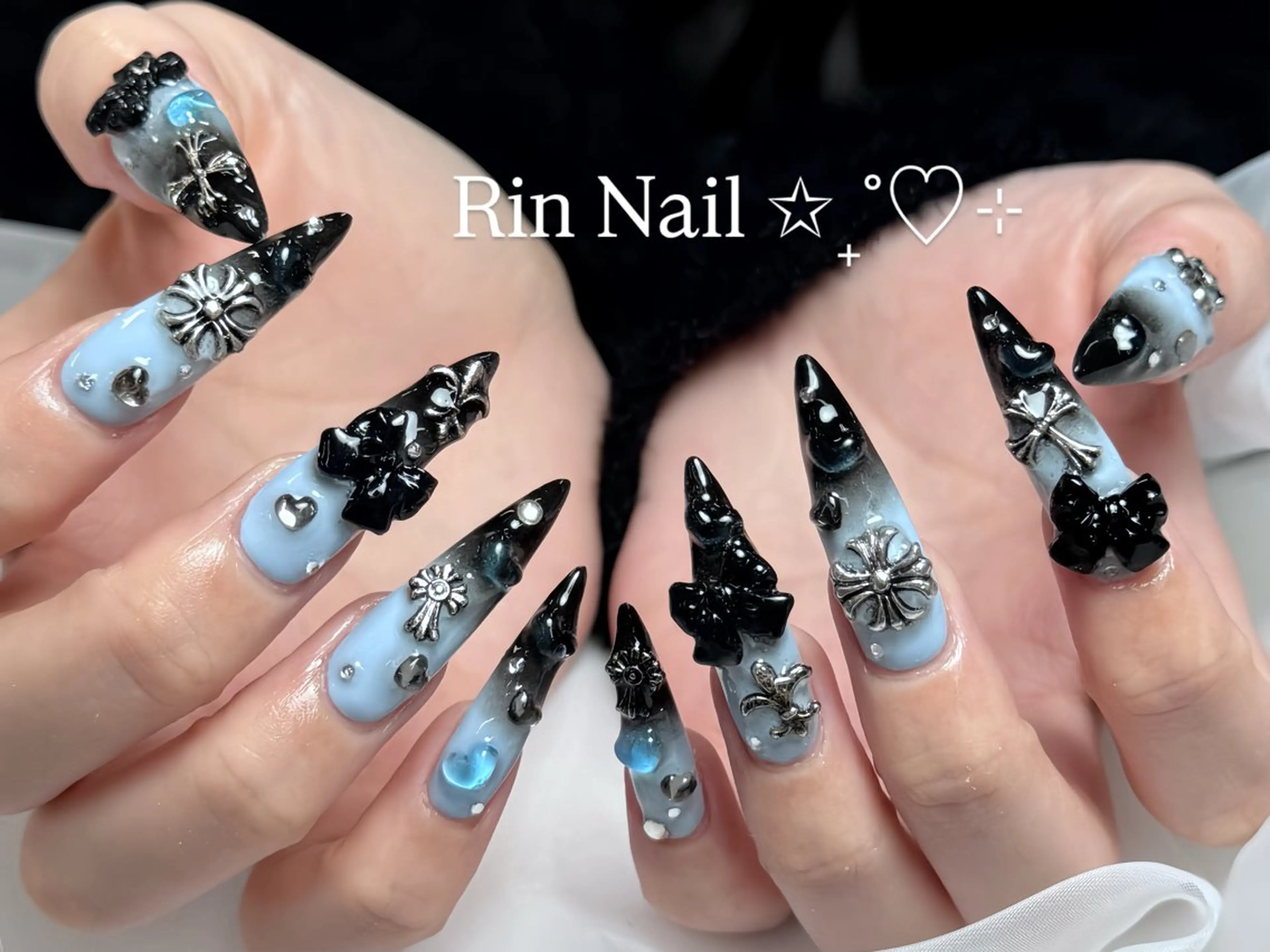 ネイル 成人式 ロングネイル ネイルチップ ハンドネイル Rin Nail 新大久保店のネイルデザイン