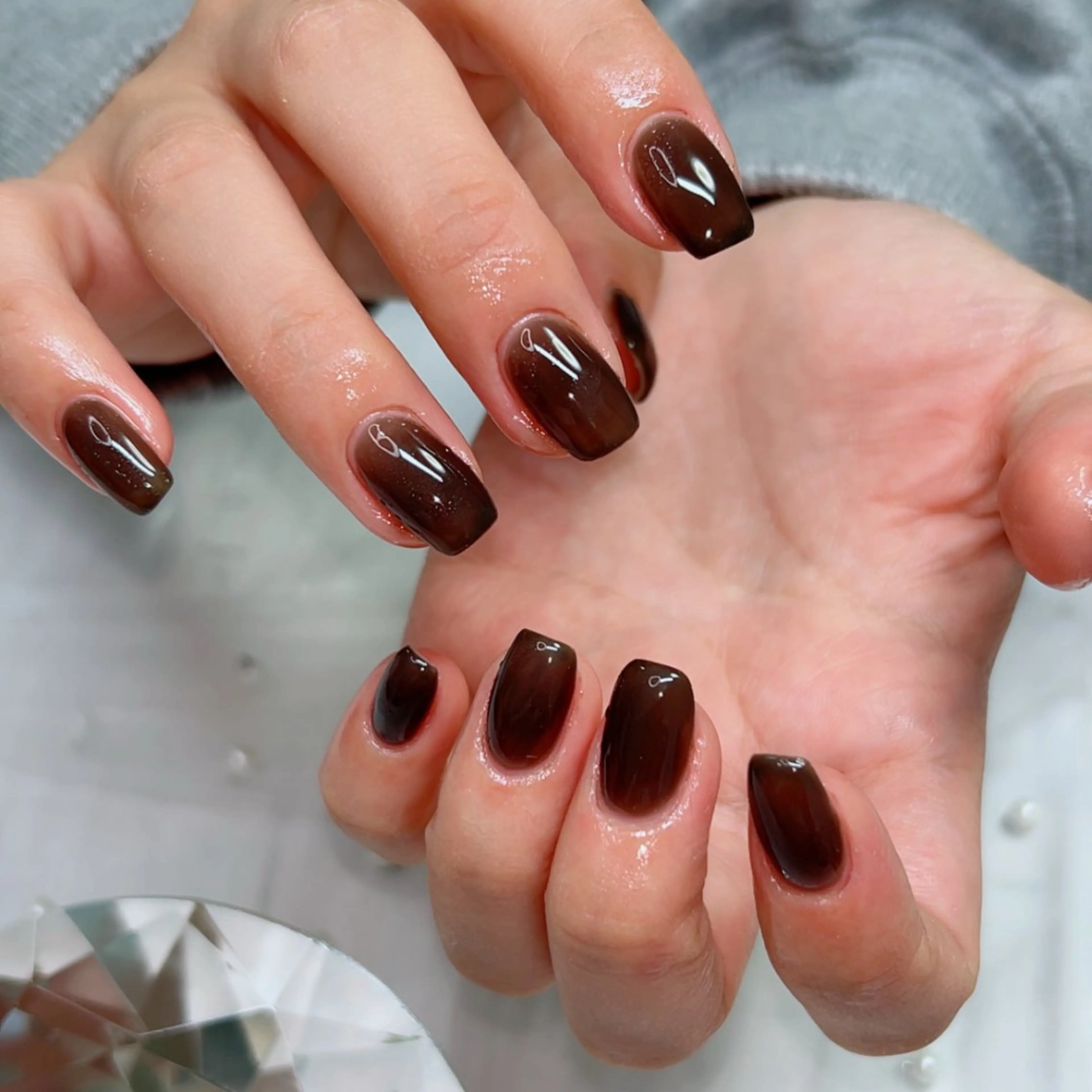 ネイル アートネイル フレンチネイル ジェルネイル グラデーション マグネットネイル ハンドネイル Cute Tips nailのネイルデザイン