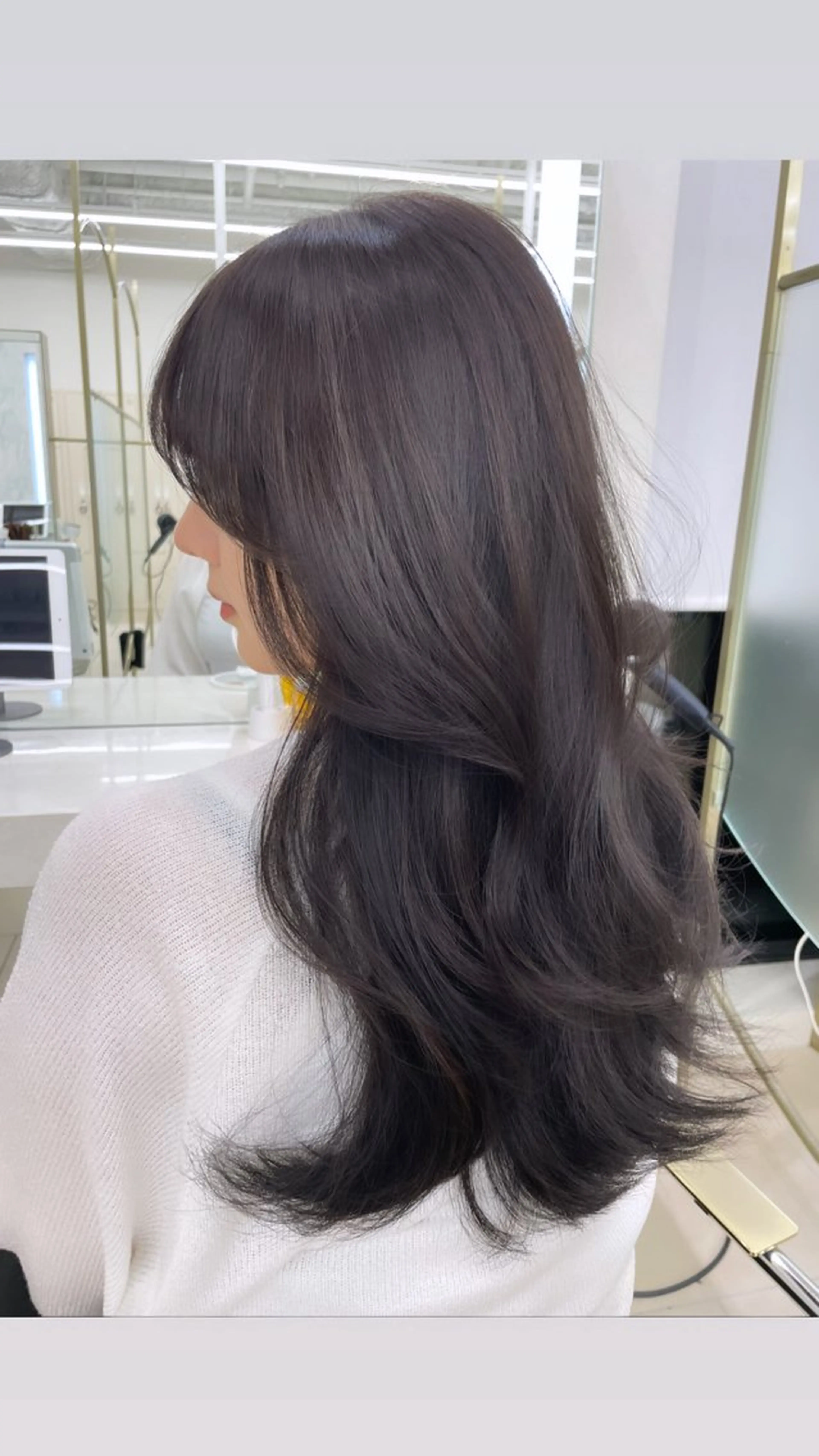 ロング カラー グレージュ ヘアカラー トリートメント COA GINZA 空也/前髪/顔まわりのヘアスタイル