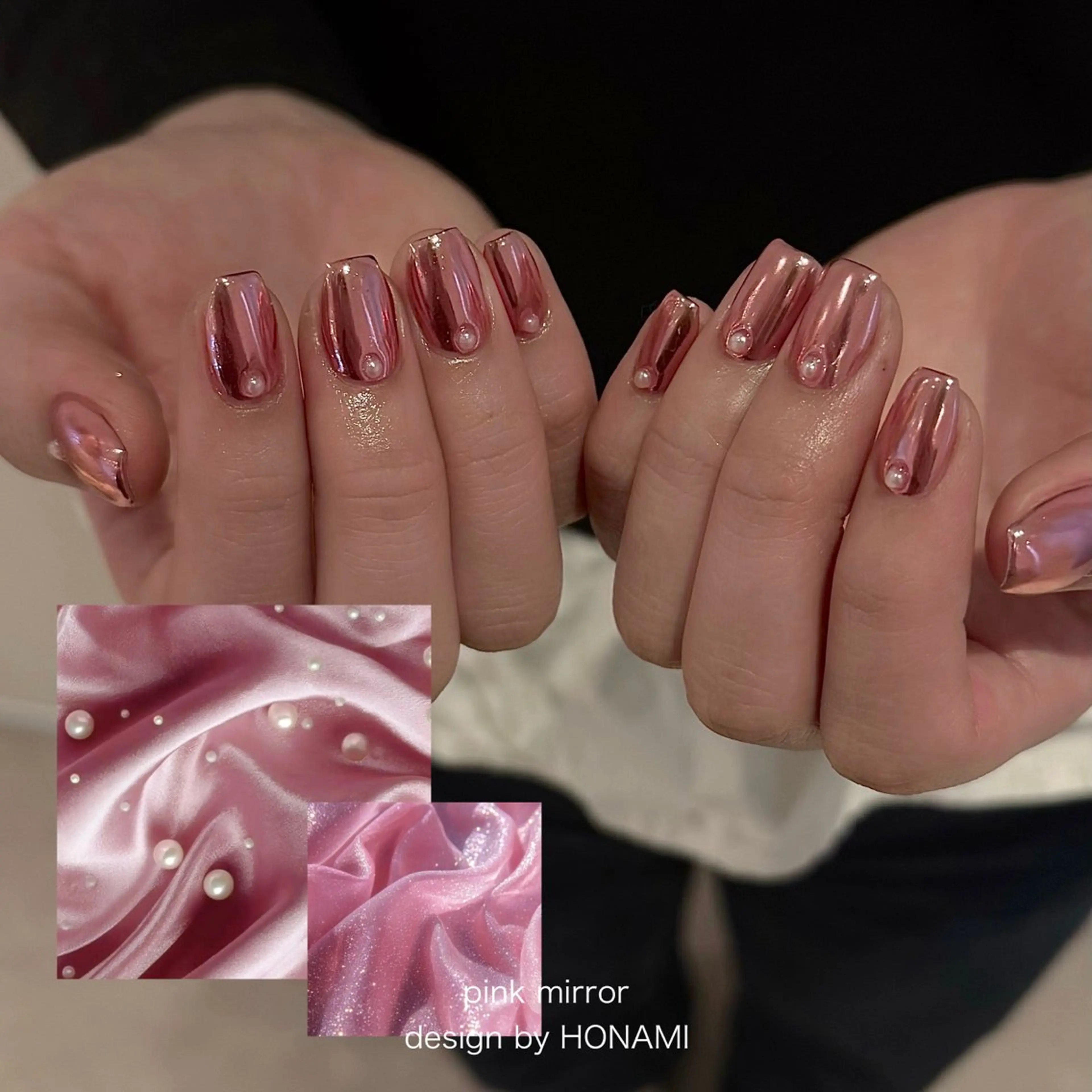 ネイル ミラーネイル ピンク パラジェルプレミアムサロン　SINCE所属・HONAMI パラジェル専門店のネイルデザイン