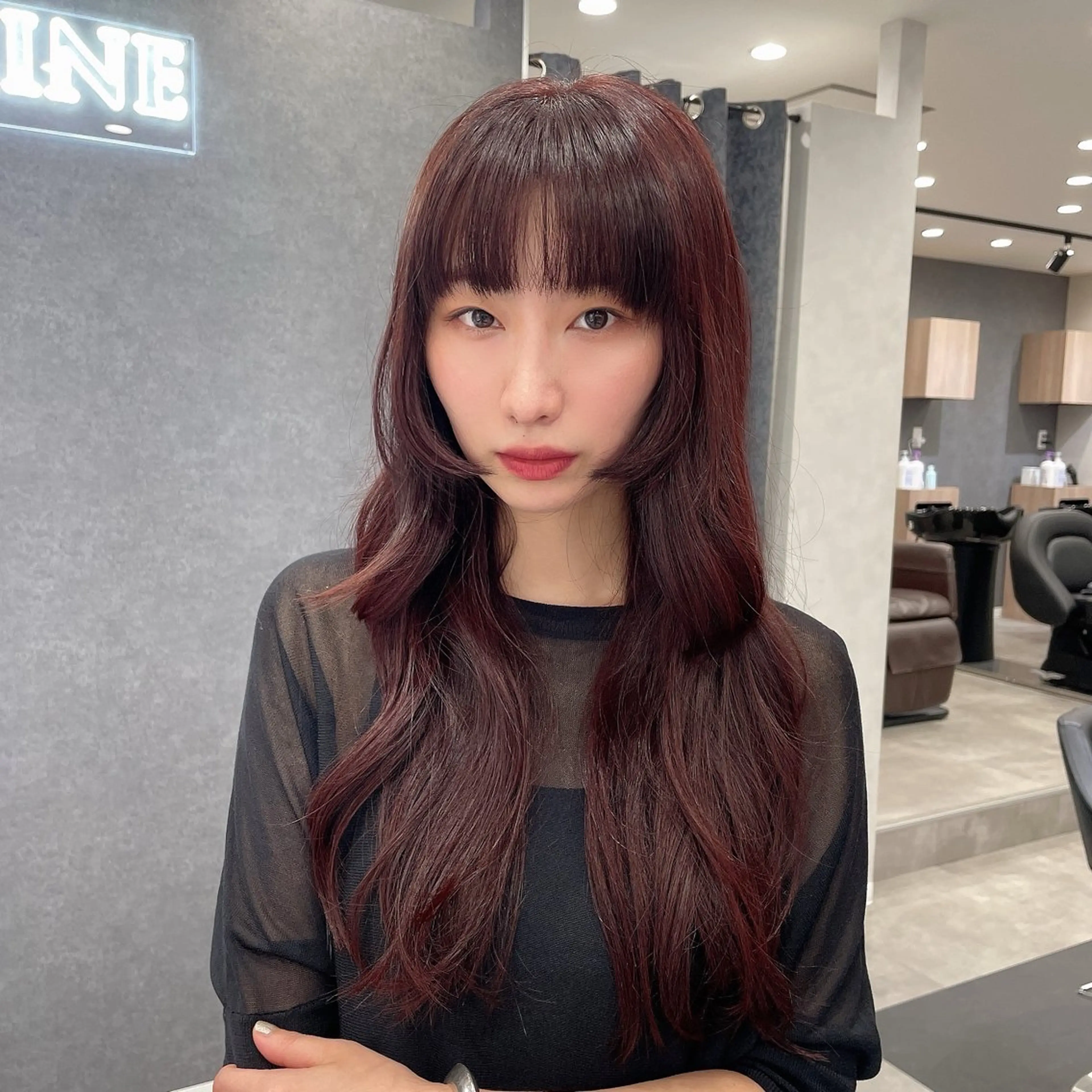 ロング カラー レッドカラー 姫カット レイヤーカット カット ヘアカラー トリートメント THE2ND 大竹 瞳のヘアスタイル
