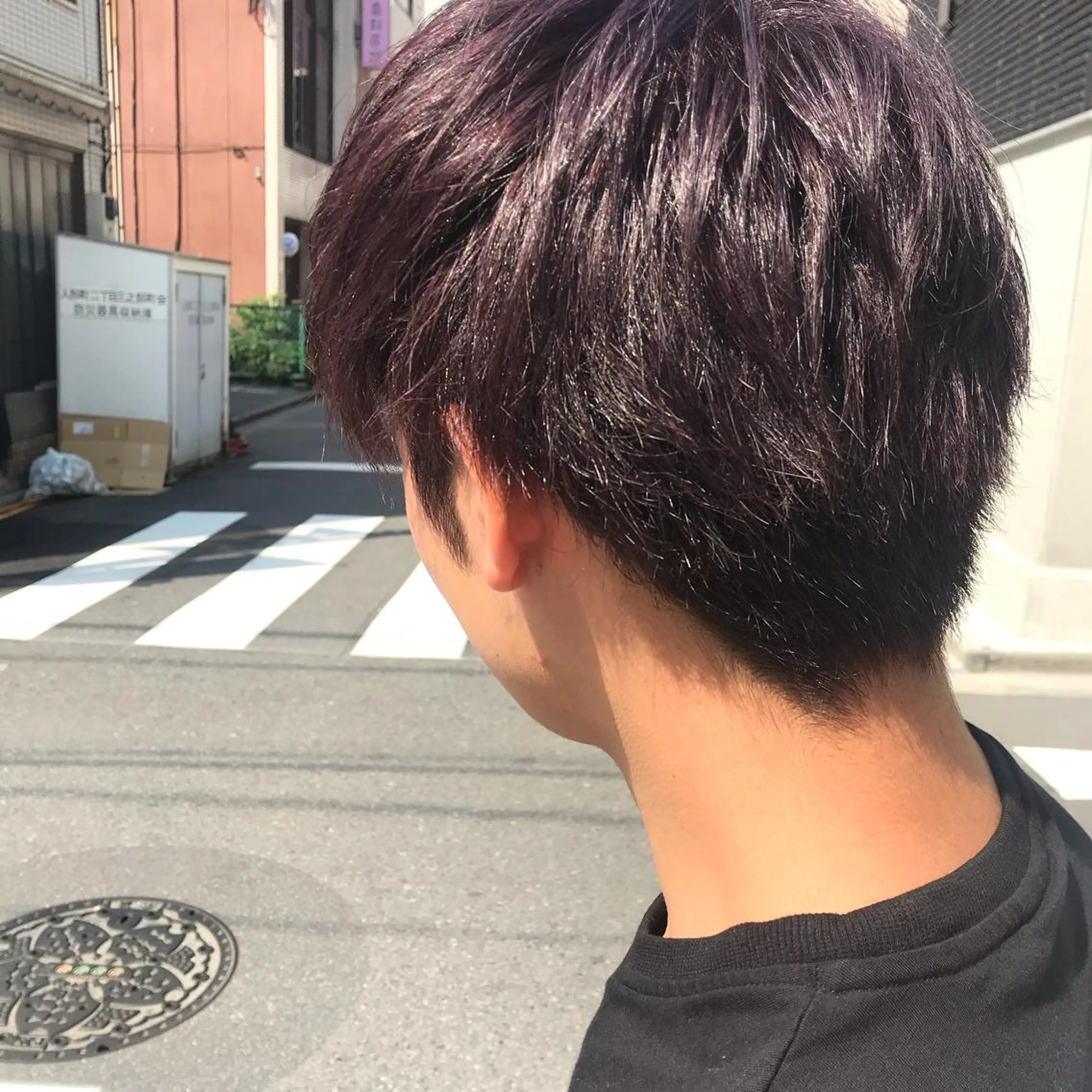 ショート カラー メンズ メンズブリーチ ブリーチ ピンクカラー バイオレットカラー moi-meme.soe所属・タナカ リナのヘアスタイル