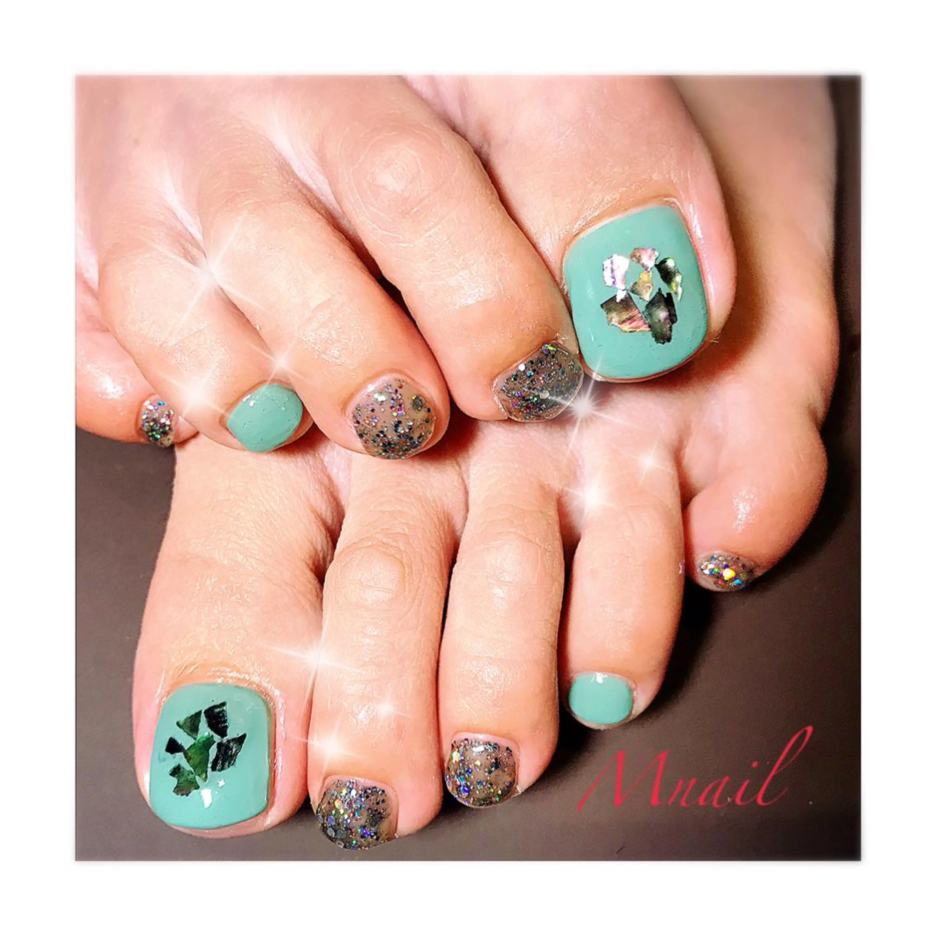 ネイル ブルー ラメ(グリッター) M nail 市原市ちはら台のネイルデザイン