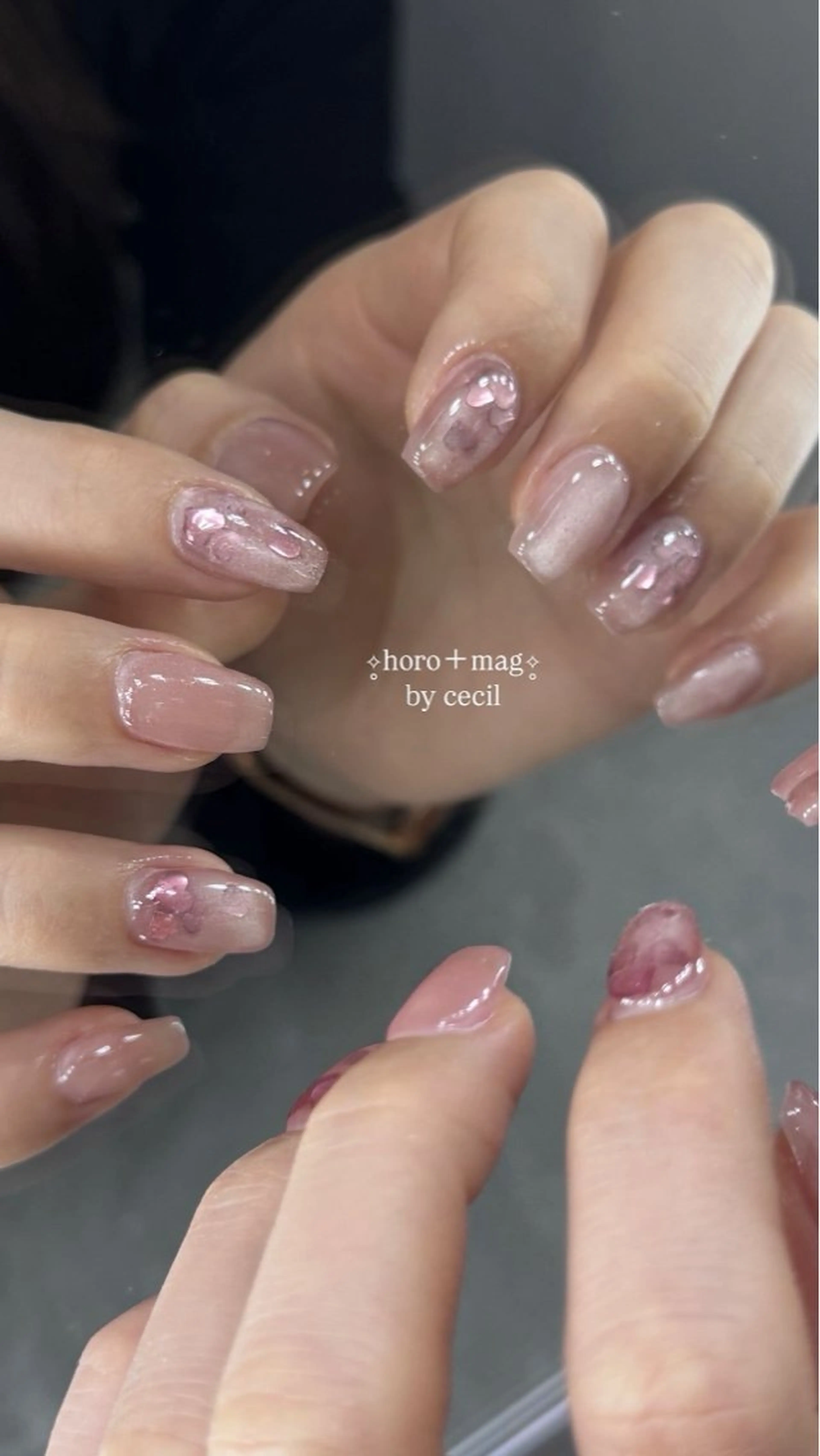 ネイル フレンチネイル 韓国ネイル マグネットネイル メンズネイル ニュアンスネイル ハンドネイル GRANDE大須 Cecil💜のネイルデザイン