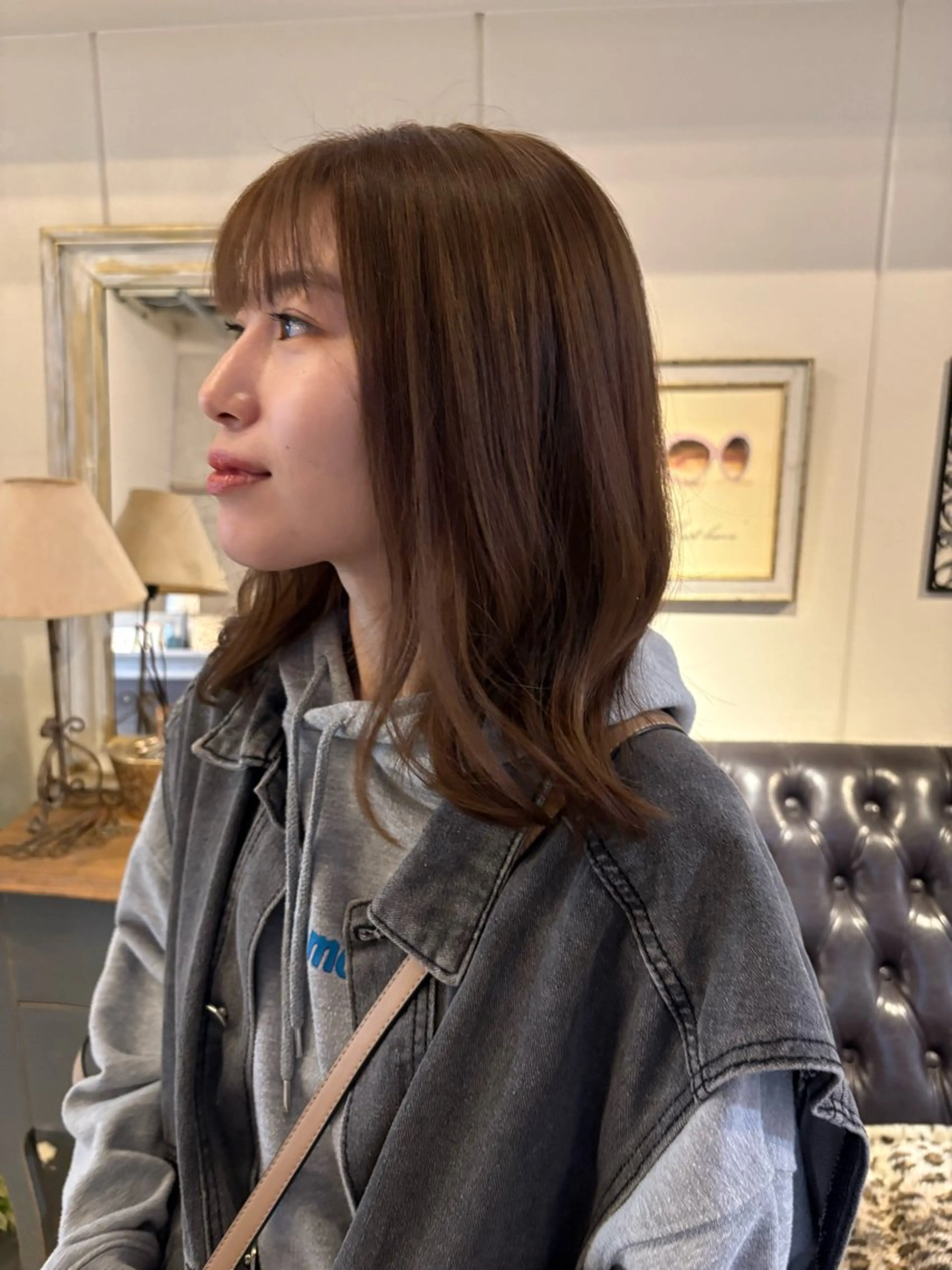 ミディアム カラー ブリーチ 透明感カラー ブリーチなしカラー カット ヘアカラー hair design chouchou所属・ichika/福岡 /透明感カラー🤎のヘアスタイル