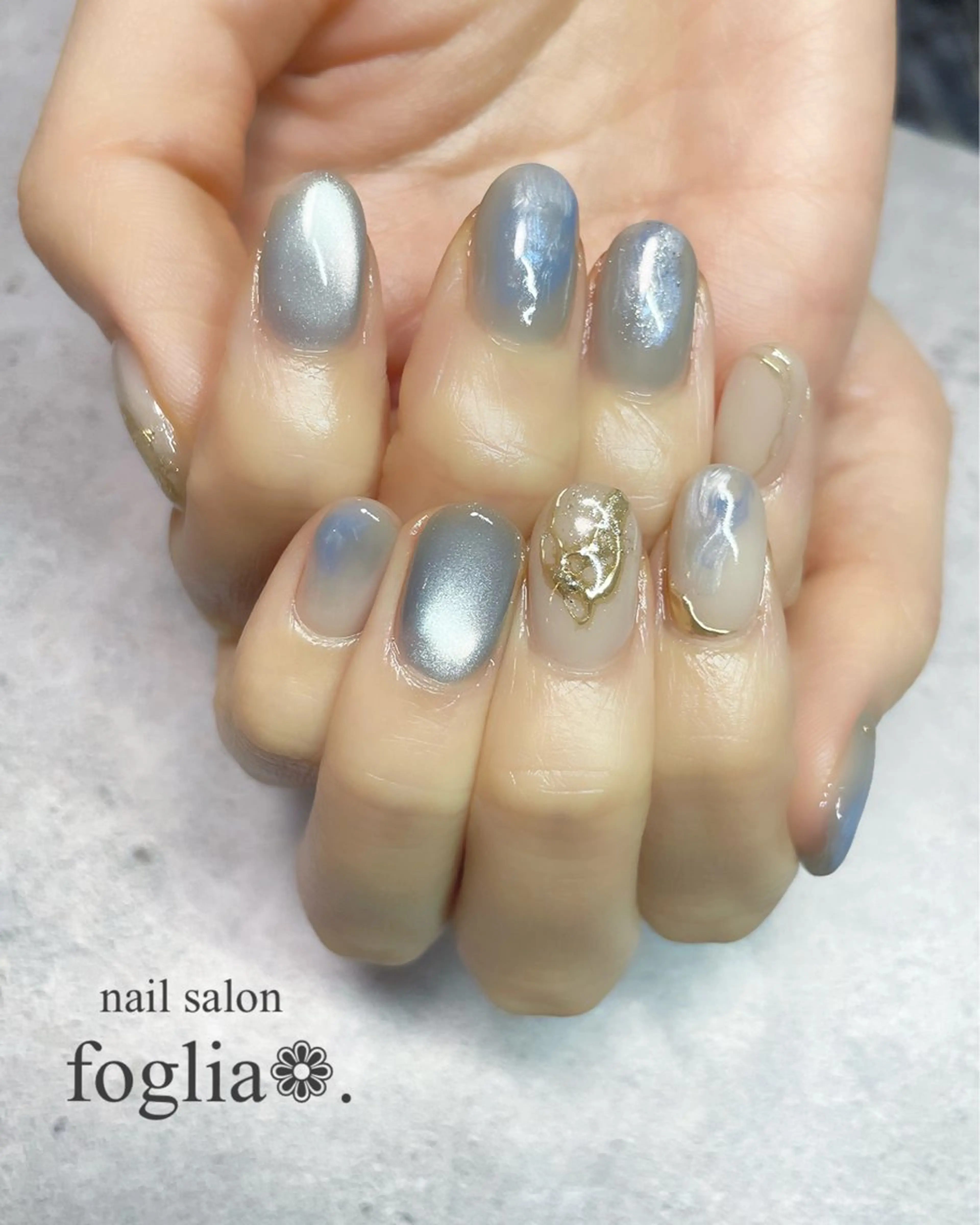 ネイル マグネットネイル ミラーネイル ニュアンスネイル foglia❁. ⌇imamuraのネイルデザイン