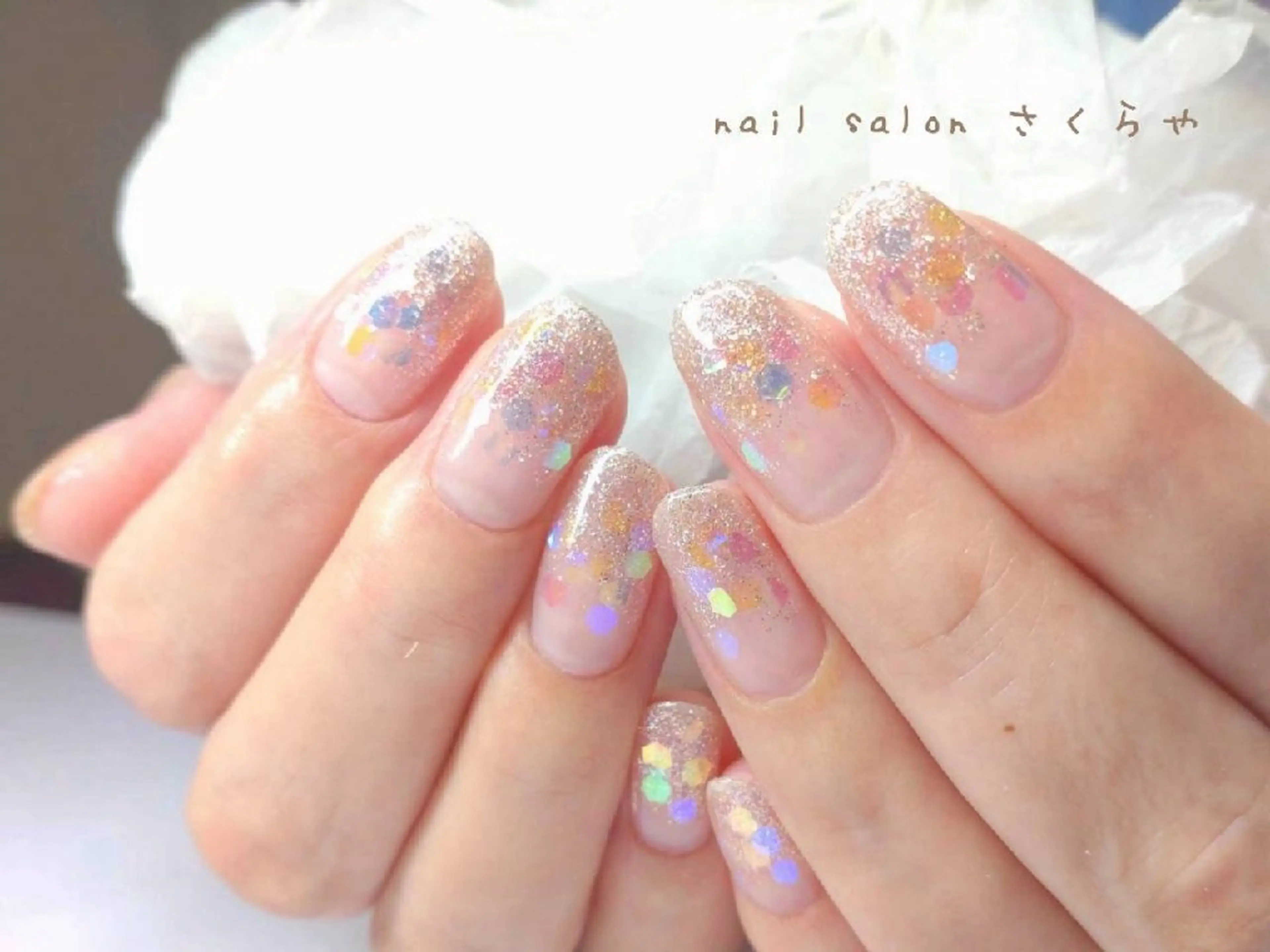 👑2025年人気NO.1👑極上のキラキラ✨ホロmixラメグラデーション【パラジェル使用/オフなし】の写真