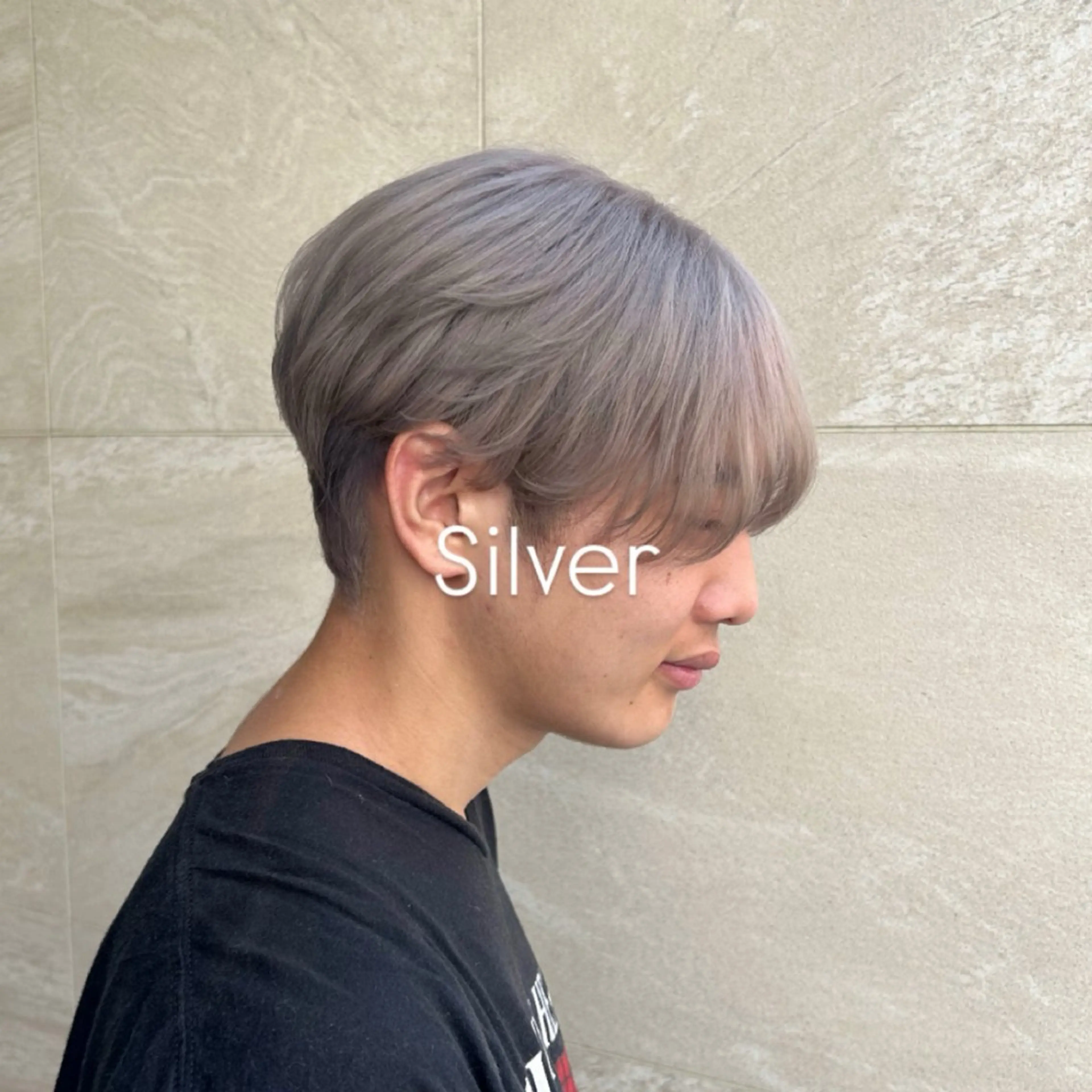 カラー メンズ カット ヘアカラー メンズ特化/センター パート🩵のヘアスタイル