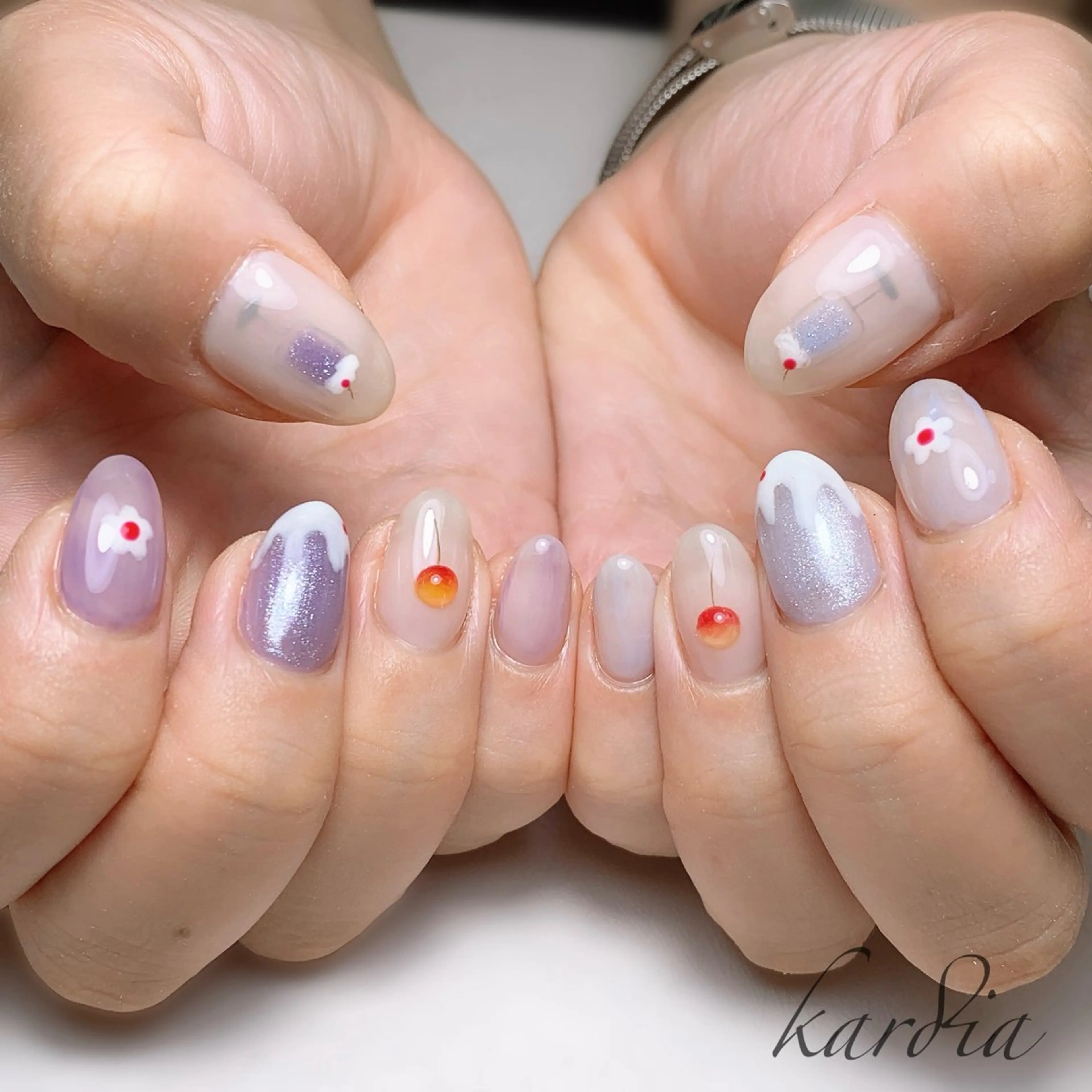 ネイル ハンドネイル καρδιά -ｶﾙﾃﾞｨｱ-のネイルデザイン