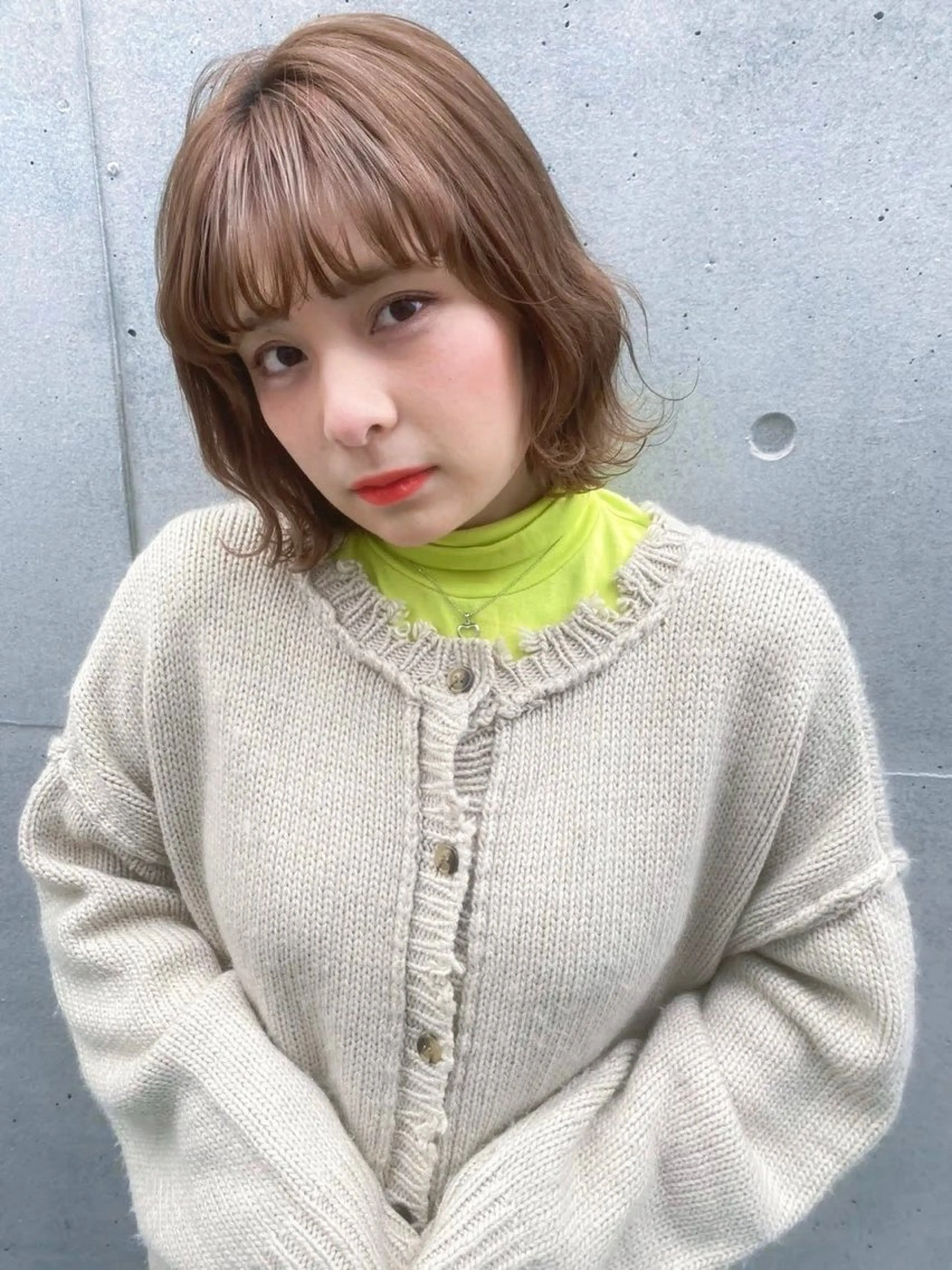 ミディアム カラー ブラウンカラー 透明感カラー ボブ くびれヘア 髪質改善 レイヤーカット☆顔ま わりカット＊田村りおのヘアスタイル