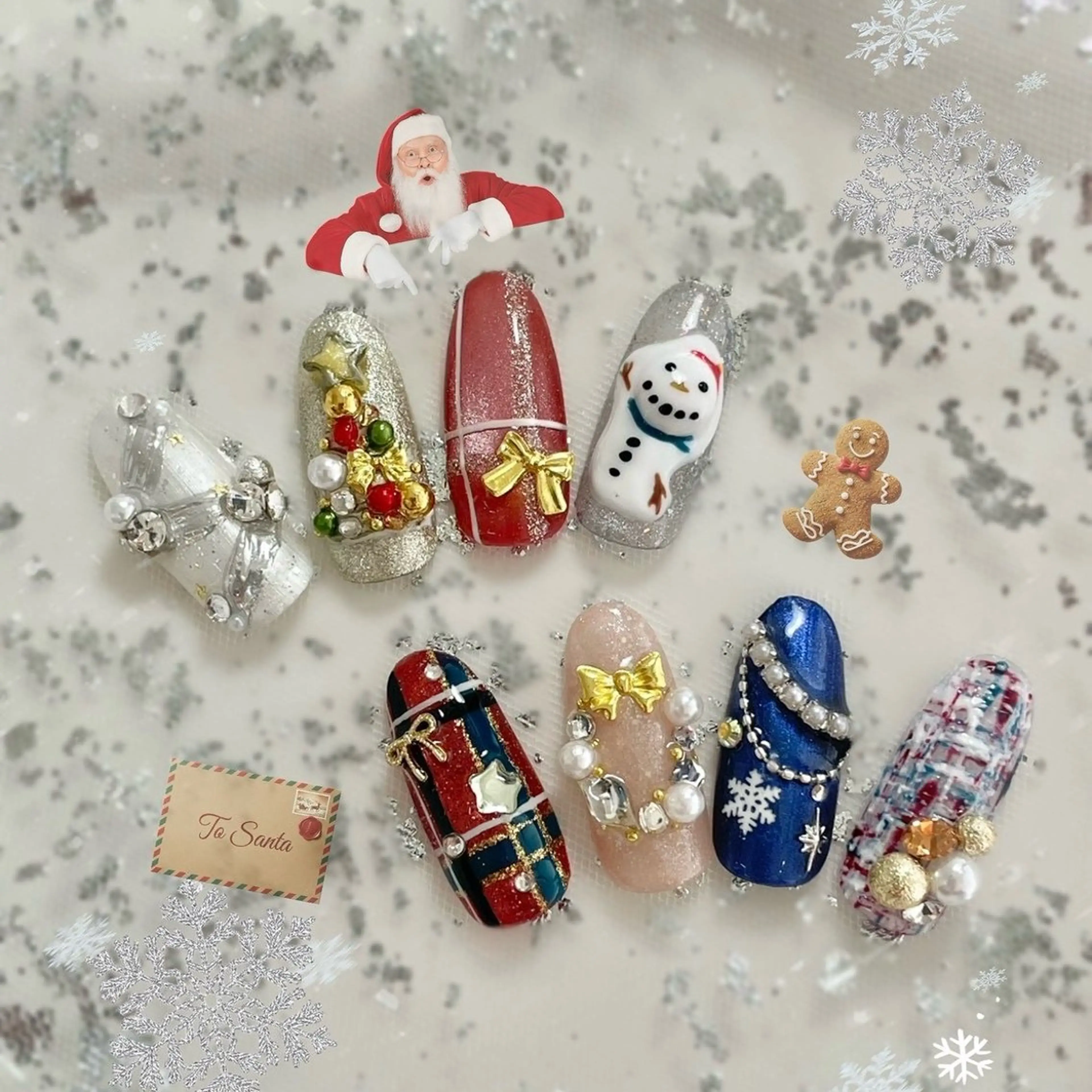 ネイル アートネイル ワンホンネイル 冬ネイル クリスマス ハンドネイル SoLuna MIZUHOのネイルデザイン