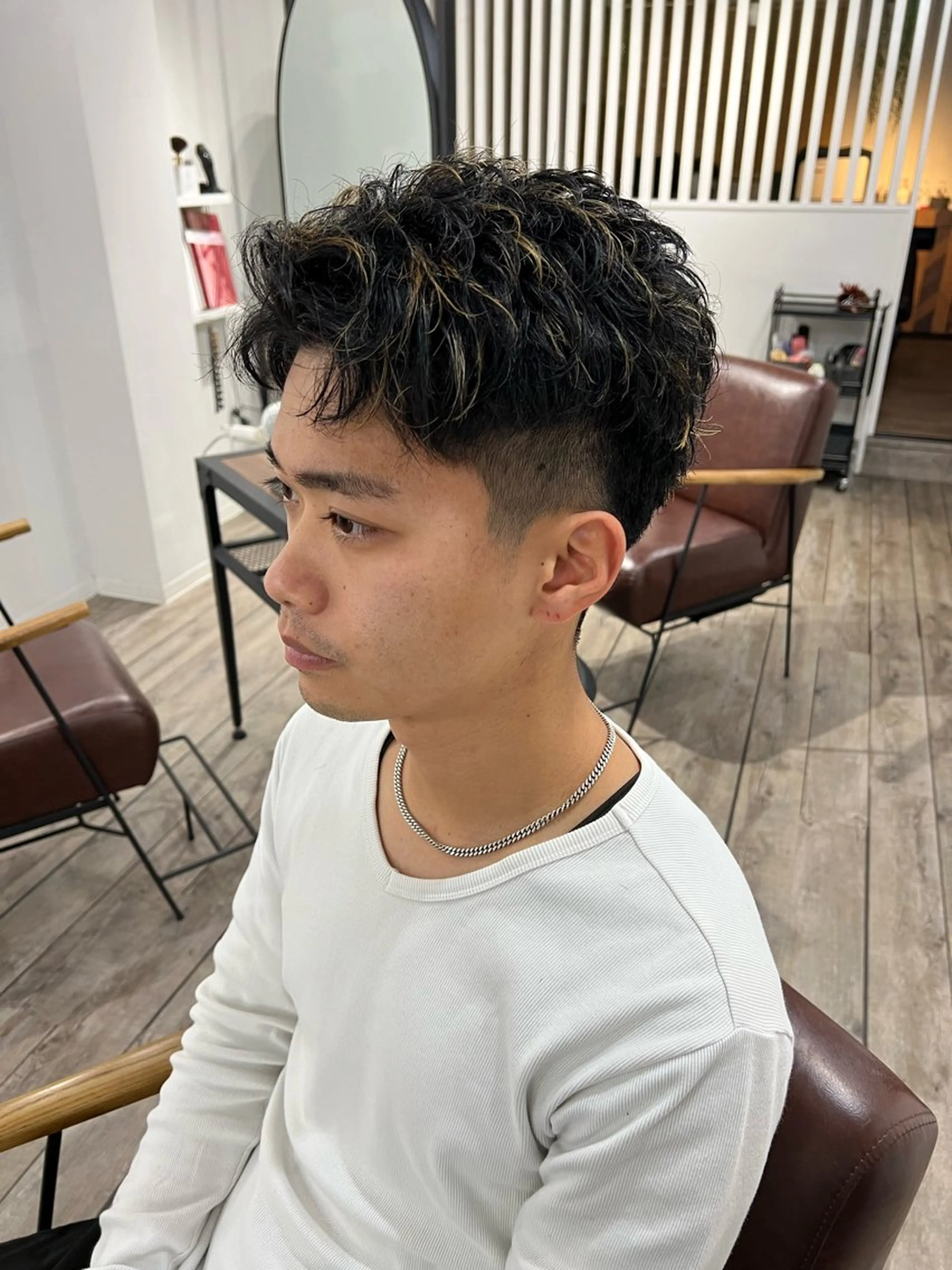 メンズ オールバック アップバング ビジネス カルマパーマ モヒカン ANSAhair小倉所属・丹上 俊弥のヘアスタイル