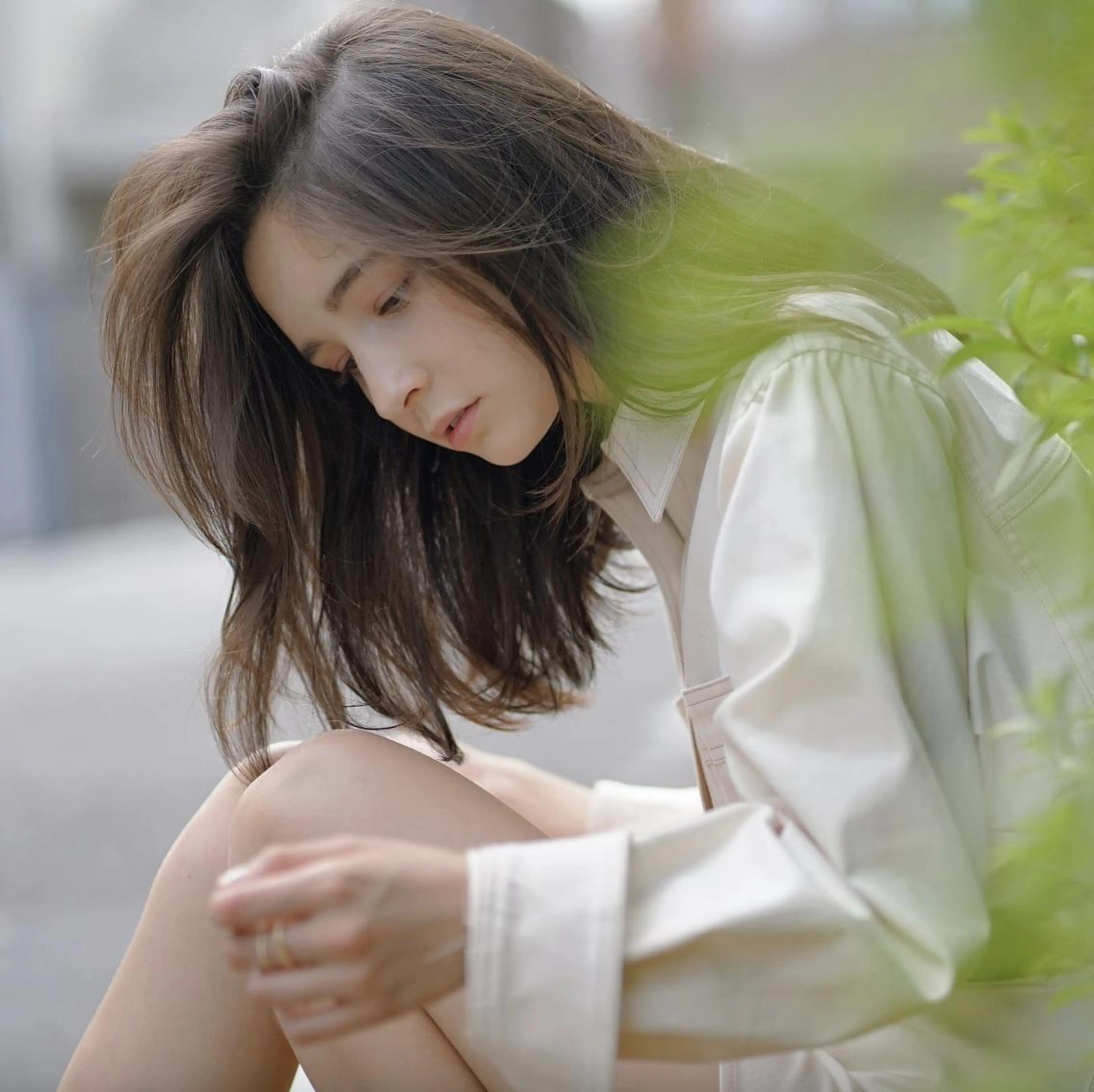 カラー ロング アディクシーカラー アッシュ バレイヤージュ ミストバング 黒髪 N° aria 三軒茶屋のヘアスタイル