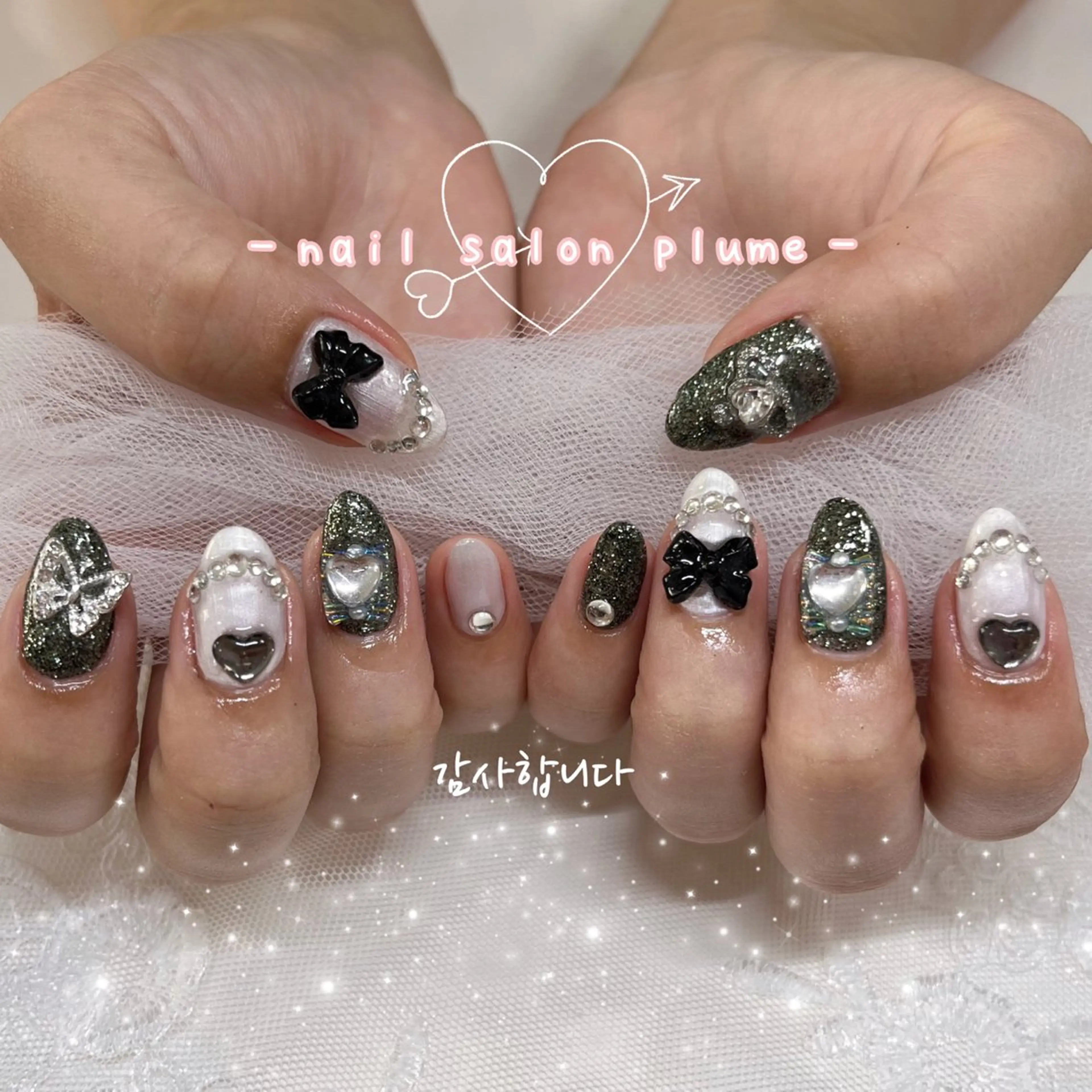 ネイル キラキラネイル ハンドネイル plume nail ☆韓国ネイルのネイルデザイン