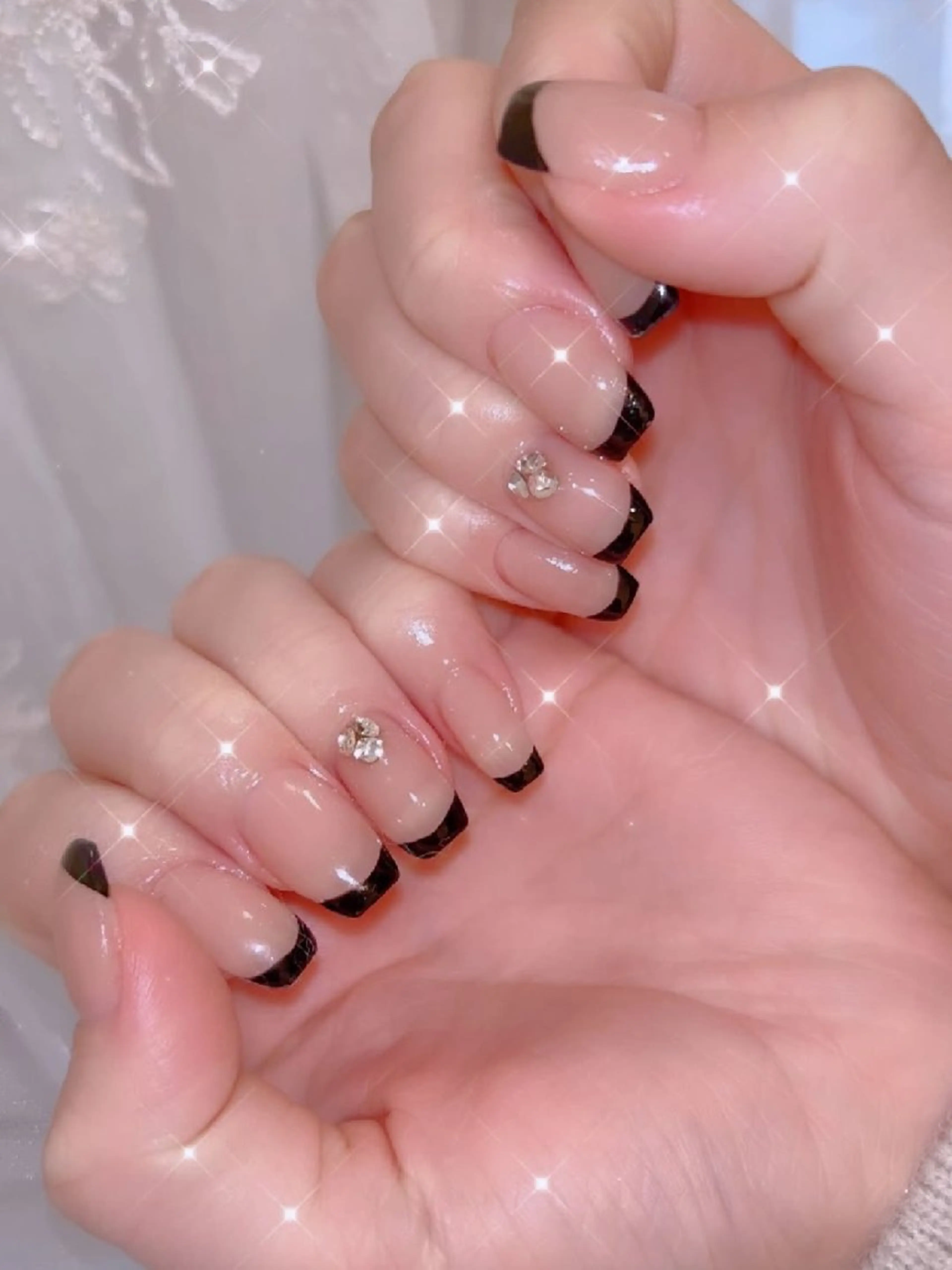 ネイル 長さ出し ジェルネイル 韓国ネイル マグネットネイル ニュアンスネイル I LOVE ME  NAIL.｡.:*♡のネイルデザイン