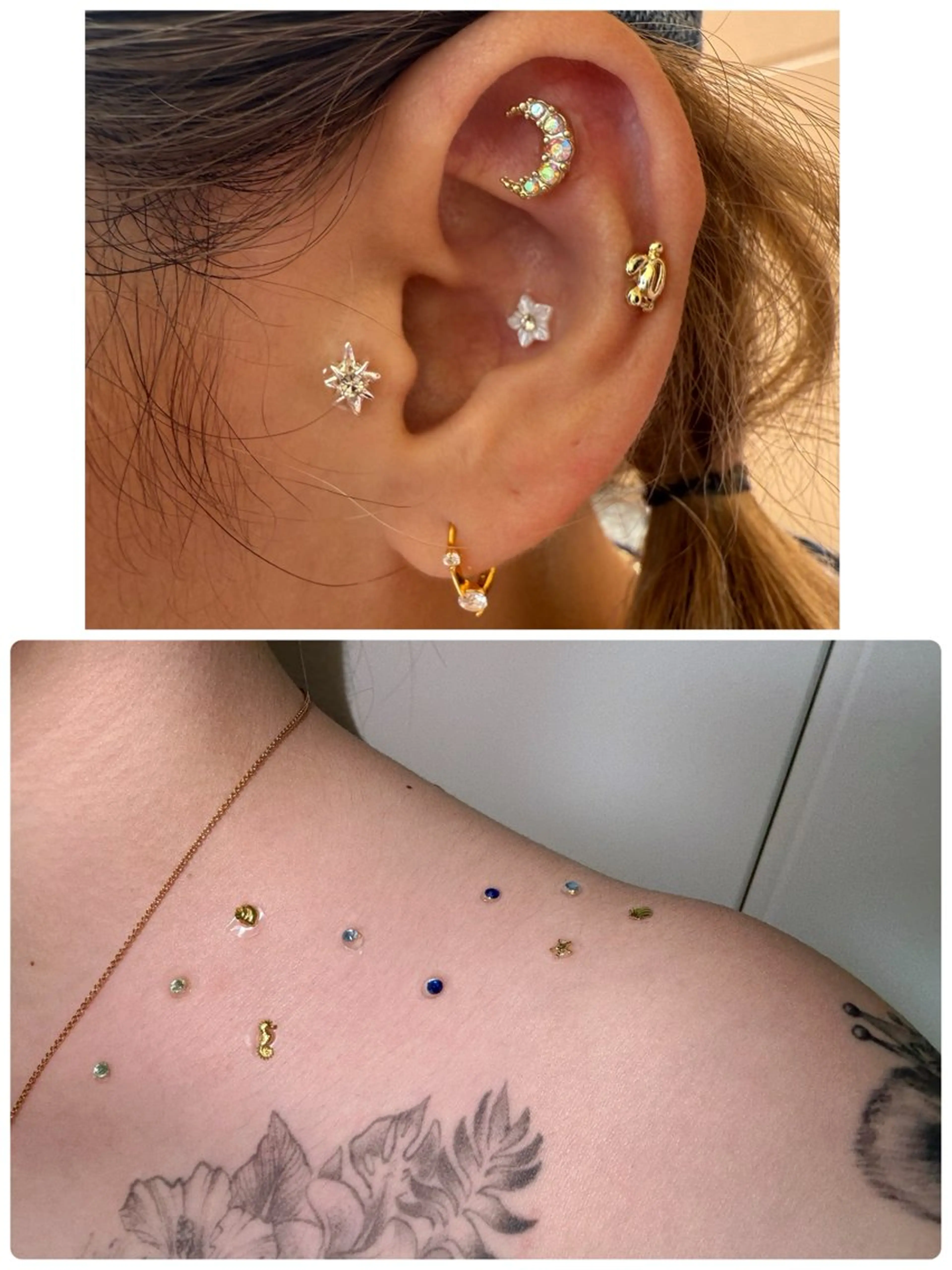 千葉県初‼️ デコルテジュエリー✨　耳ツボ　６粒 各３粒 × デコルテ　１０粒の写真