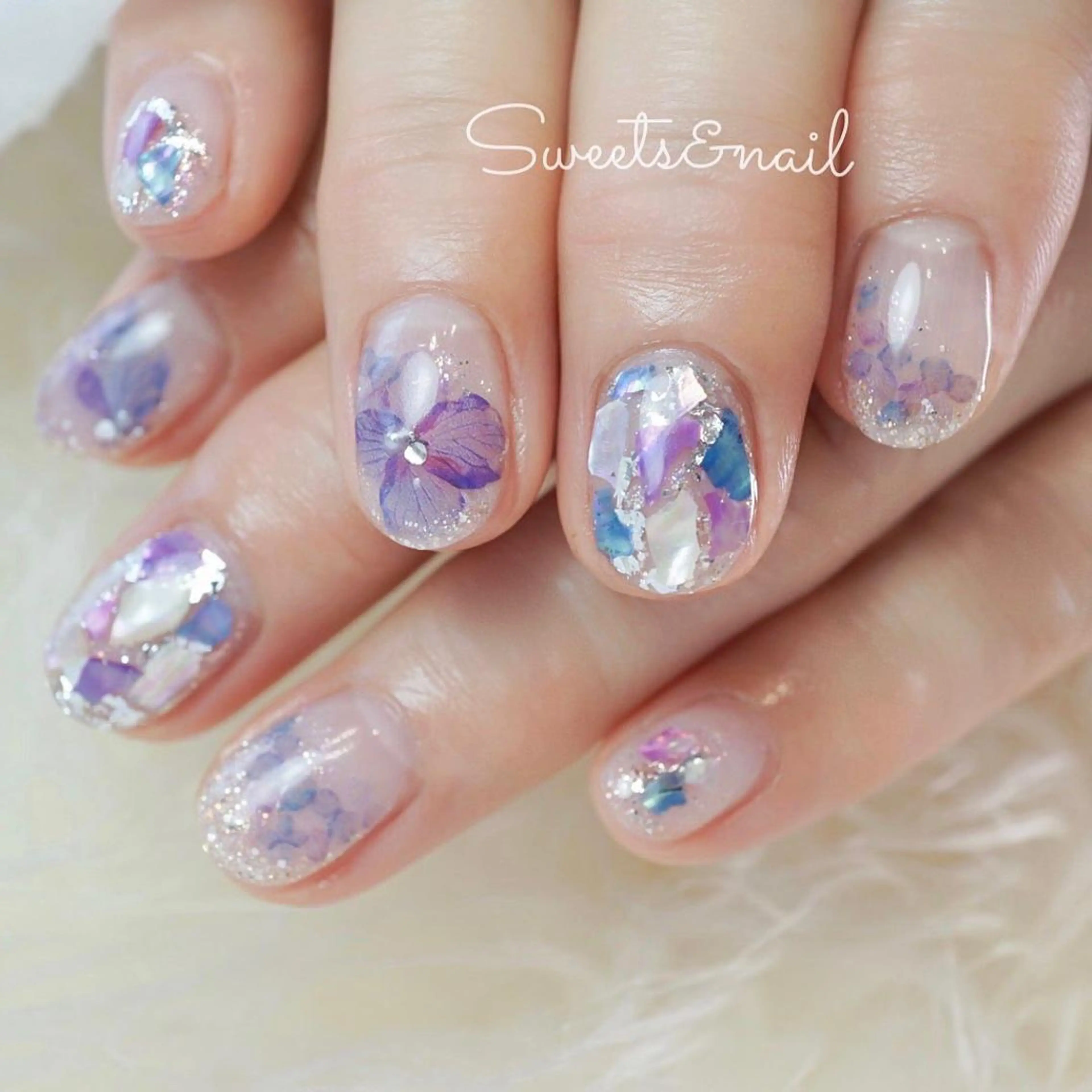 ネイル アートネイル キラキラネイル パープル Sweets＆ nail みなこのネイルデザイン