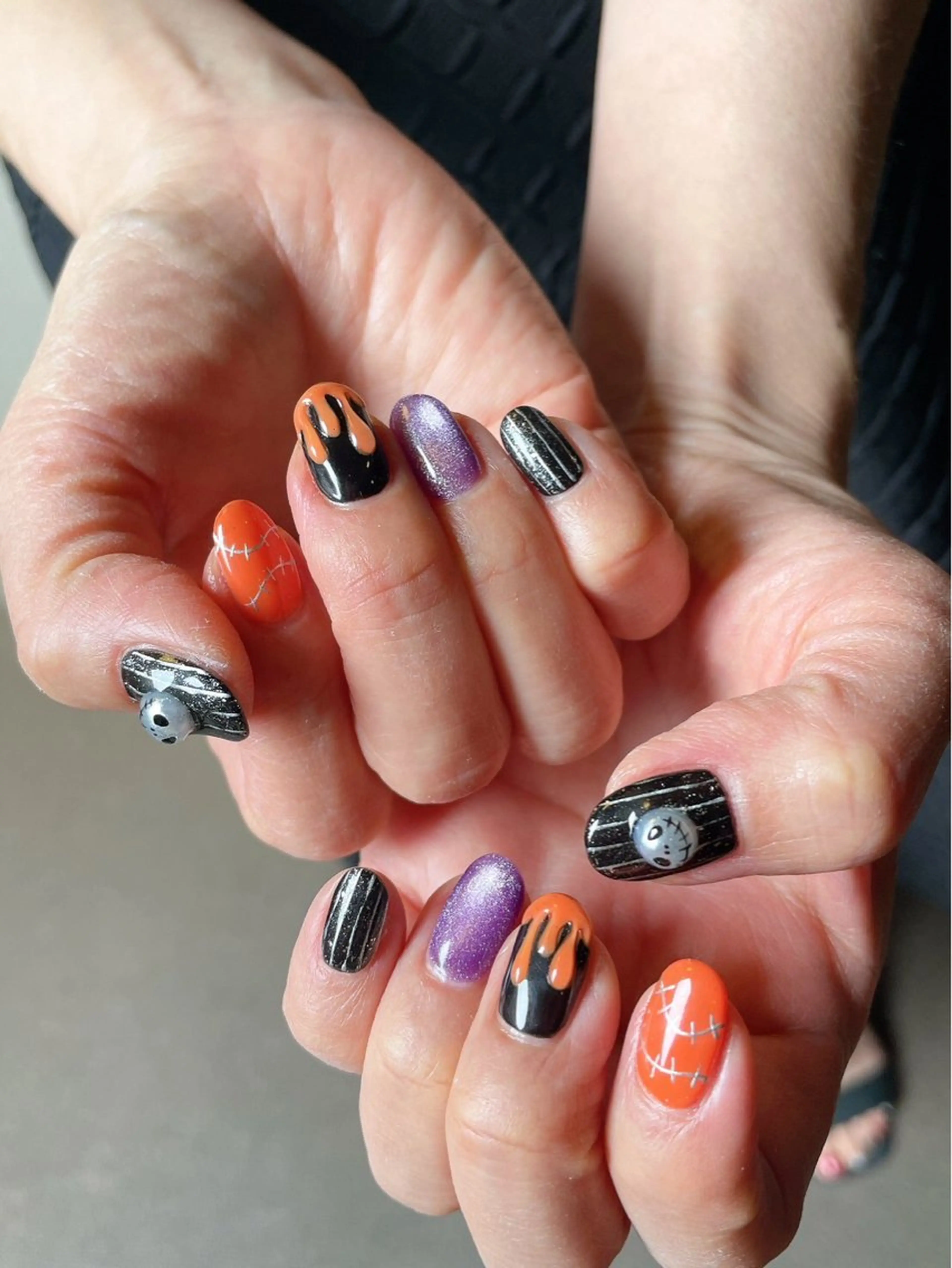 ネイル オーロラネイル フットネイル フレンチネイル ジェルネイル ハロウィン kiki nail 二子玉川のネイルデザイン