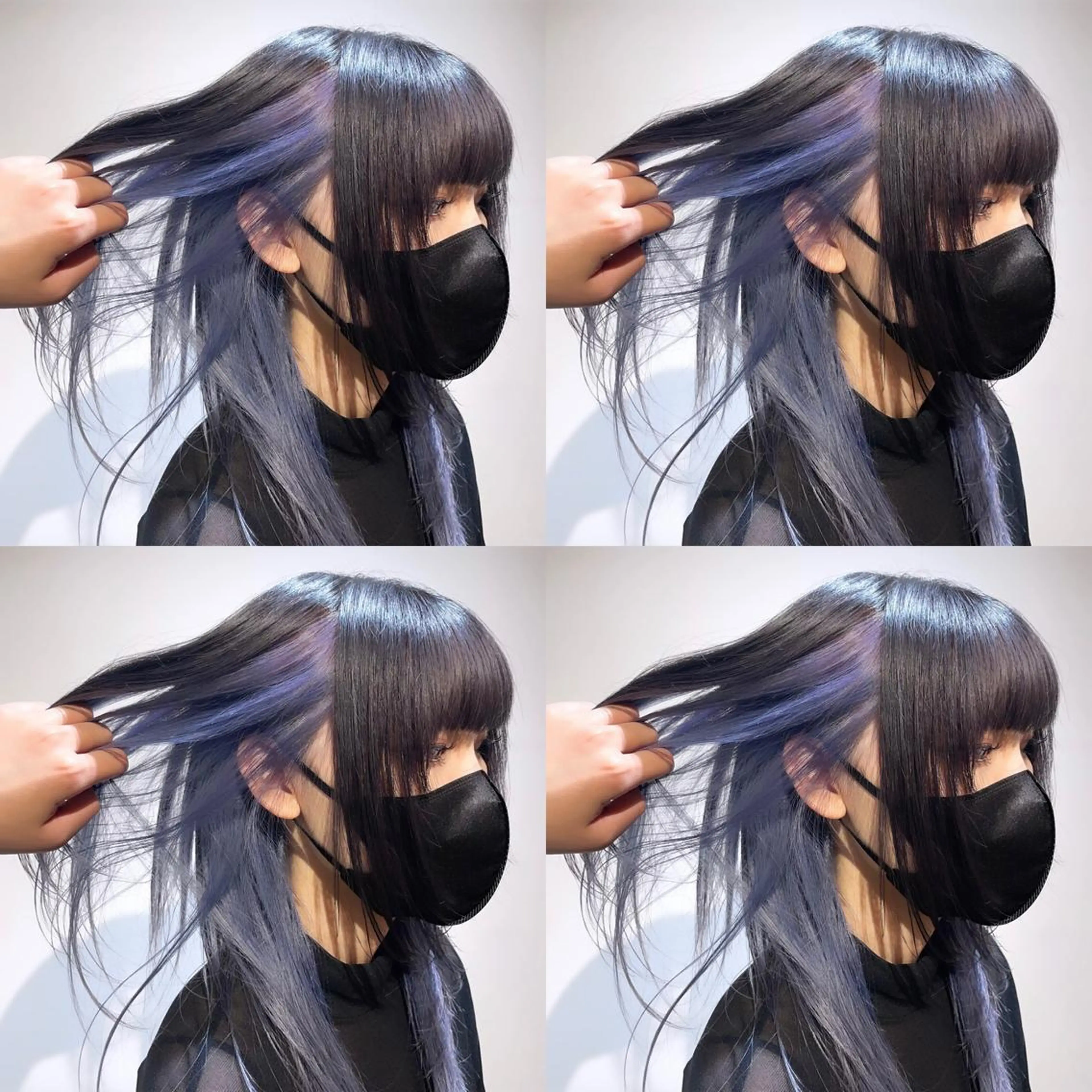 セミロング カラー ブルーカラー インナーカラー ラベンダーカラー シルバー 🌟トップデザイナー 高橋🌟のヘアスタイル