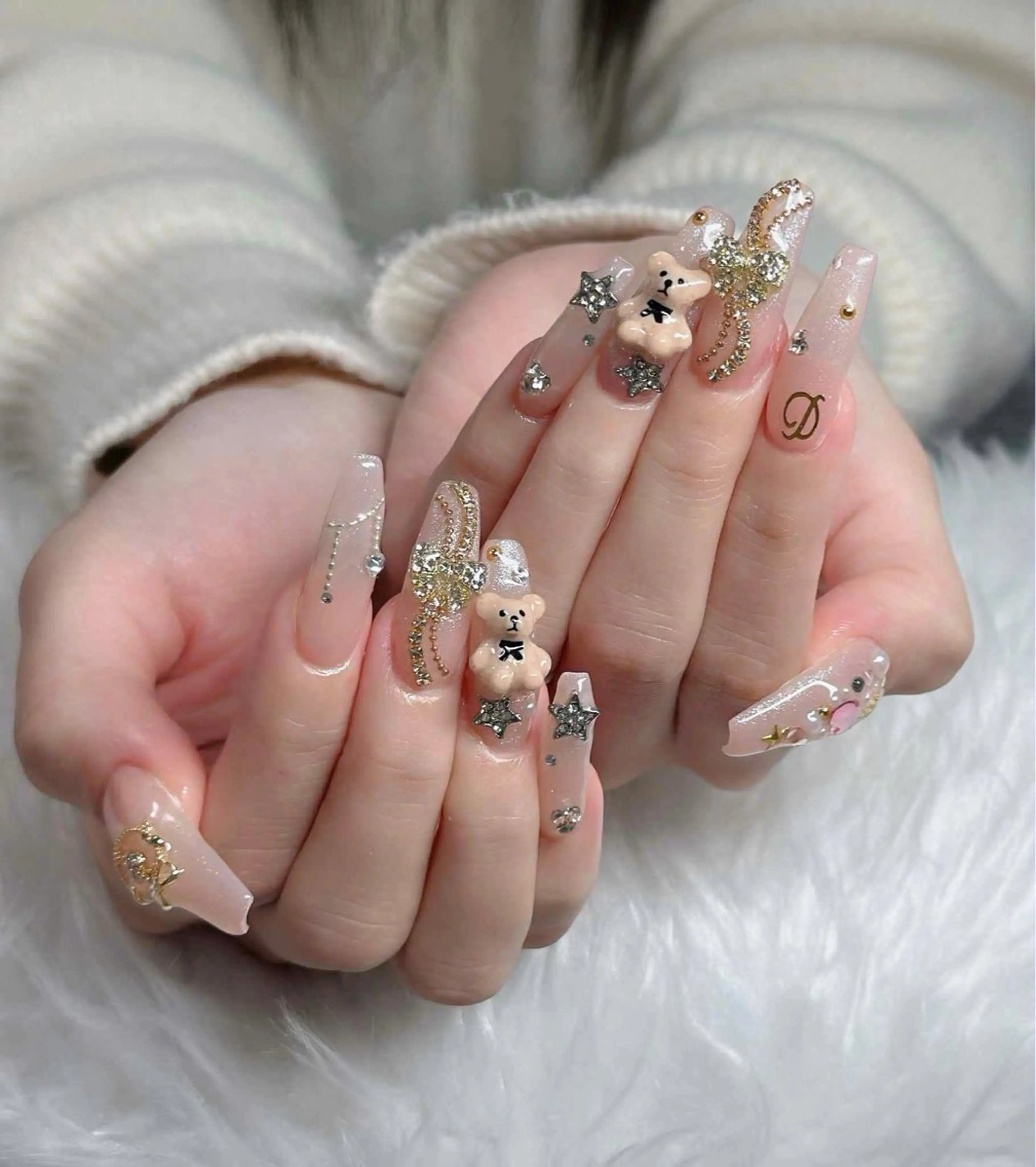 ネイル フレンチネイル ジェルネイル ガラスフレンチ ハロウィン ハート ハンドネイル H.baby Nail Salonのネイルデザイン