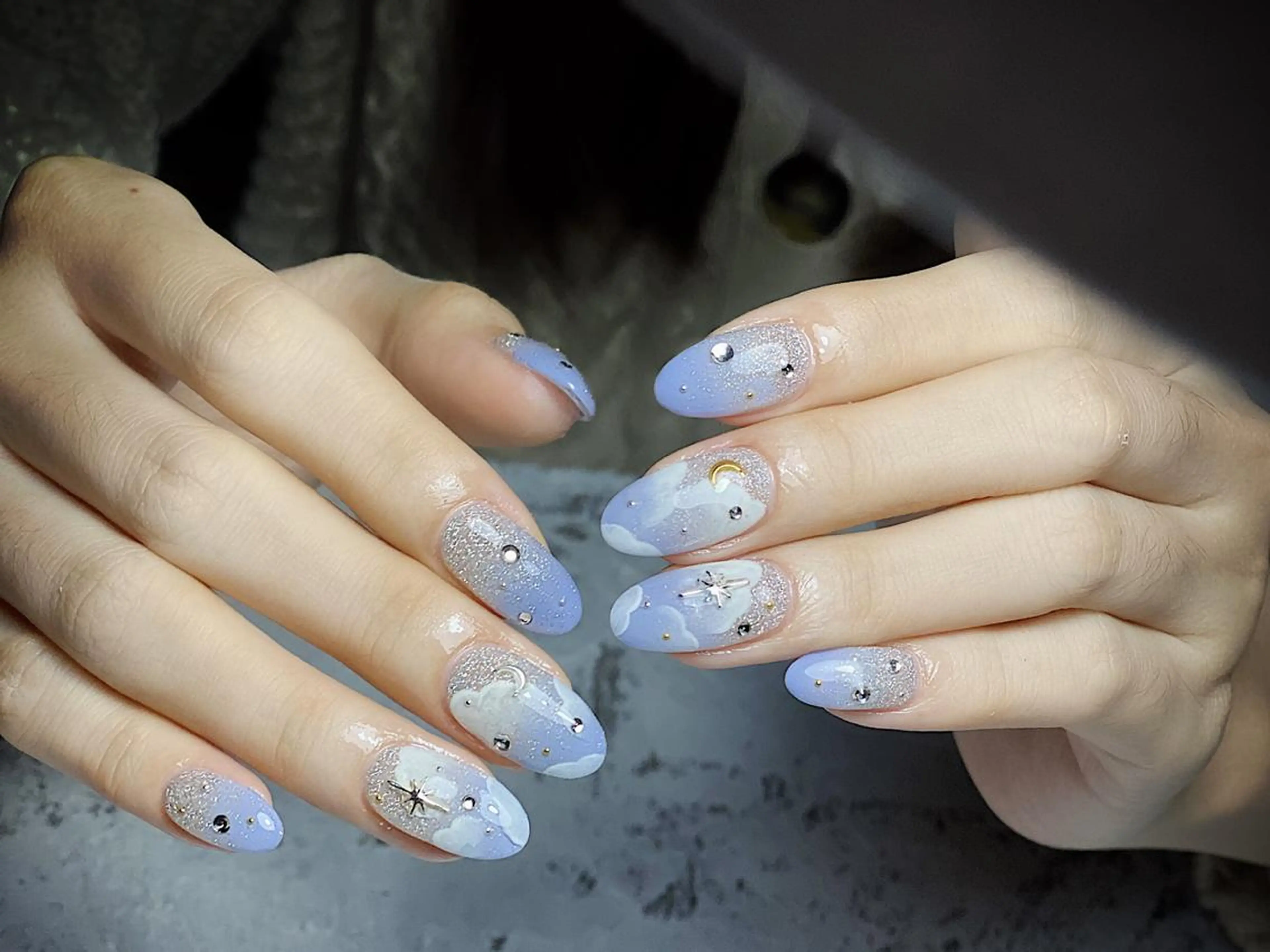 メンズ ネイル アートネイル フレンチネイル ジェルネイル キラキラネイル パラジェル Bloom kabukiのネイルデザイン