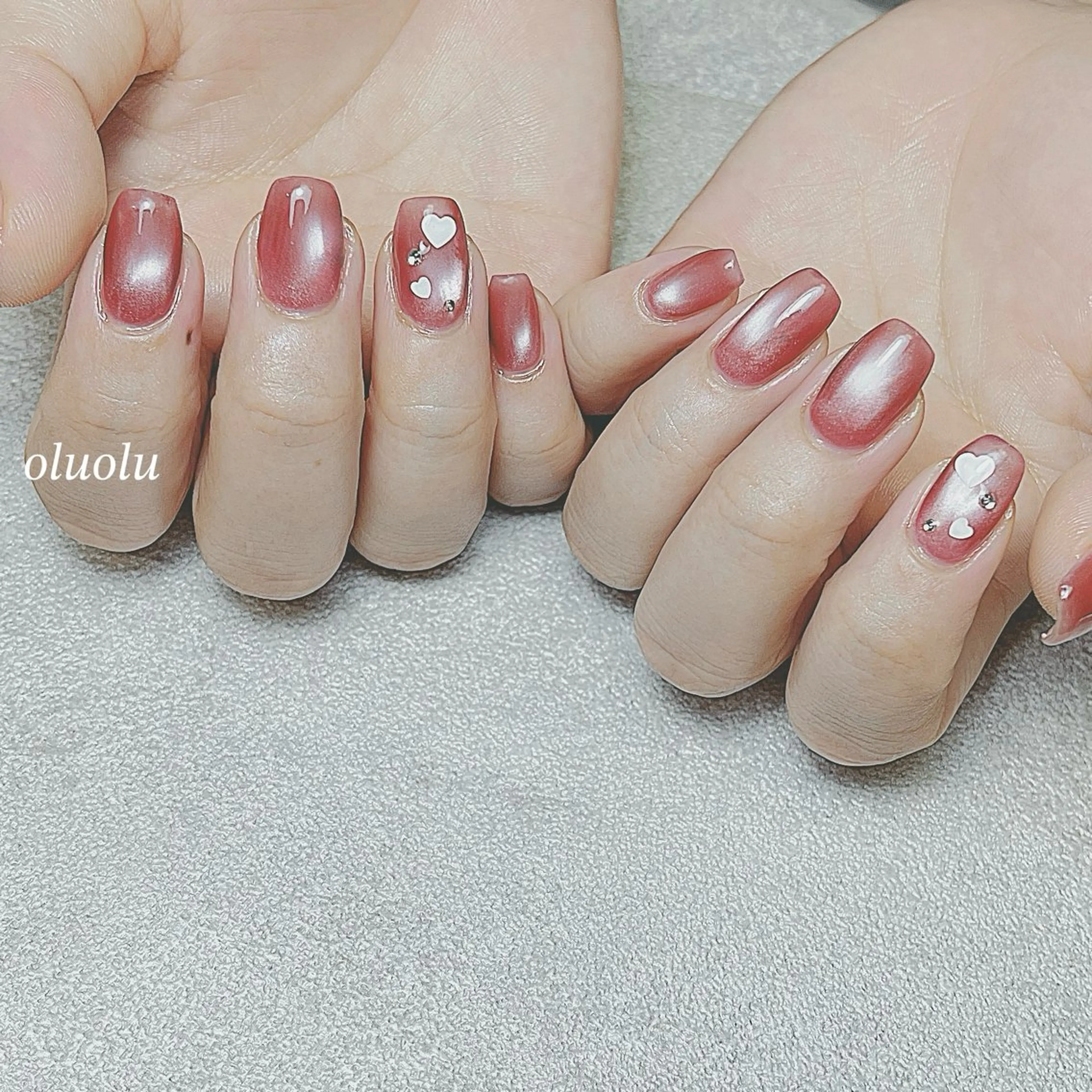 ネイル アートネイル フットネイル ガーリー ハート マグネットネイル ハンドネイル 大村 紬華のネイルデザイン