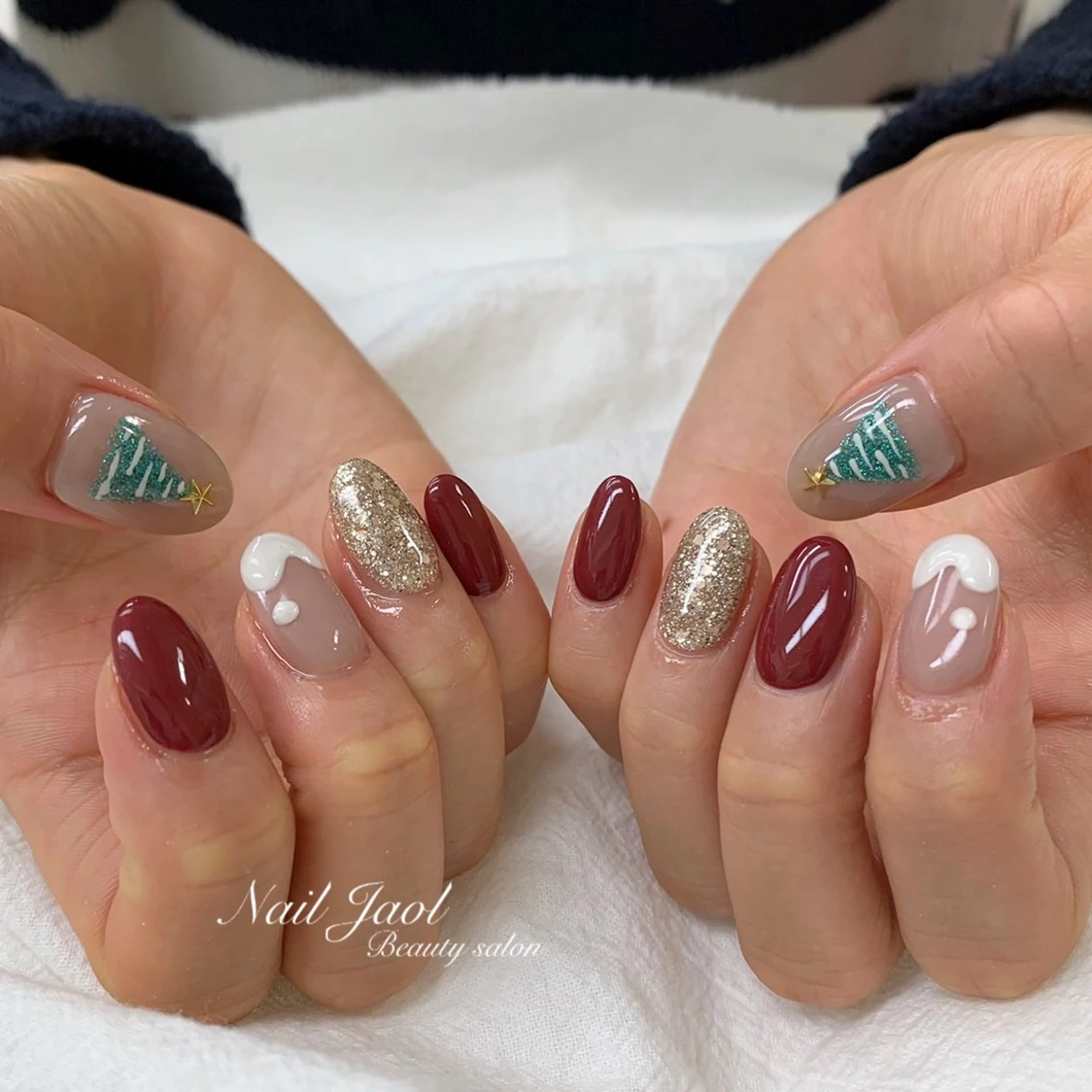 ミディアム 韓国風ヘア クリスマス nail jaol池袋店所属・ネイルJaol 池袋のネイルデザイン