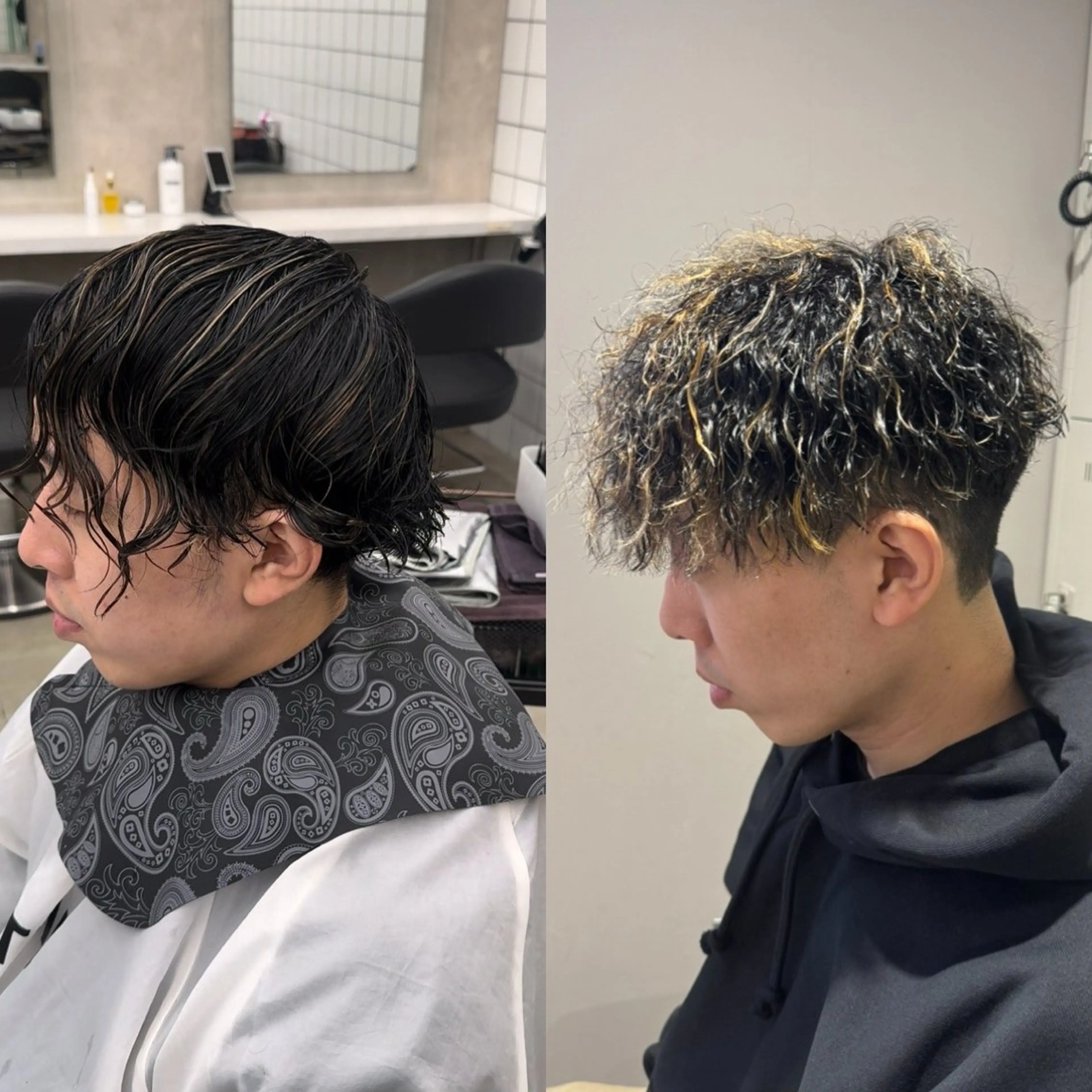 ショート カラー パーマ ヘアアレンジ メンズ メンズパーマ カット ヘアカラー パーマ ヘッドスパ ヘアセット 顔まわりカット の達人のヘアスタイル