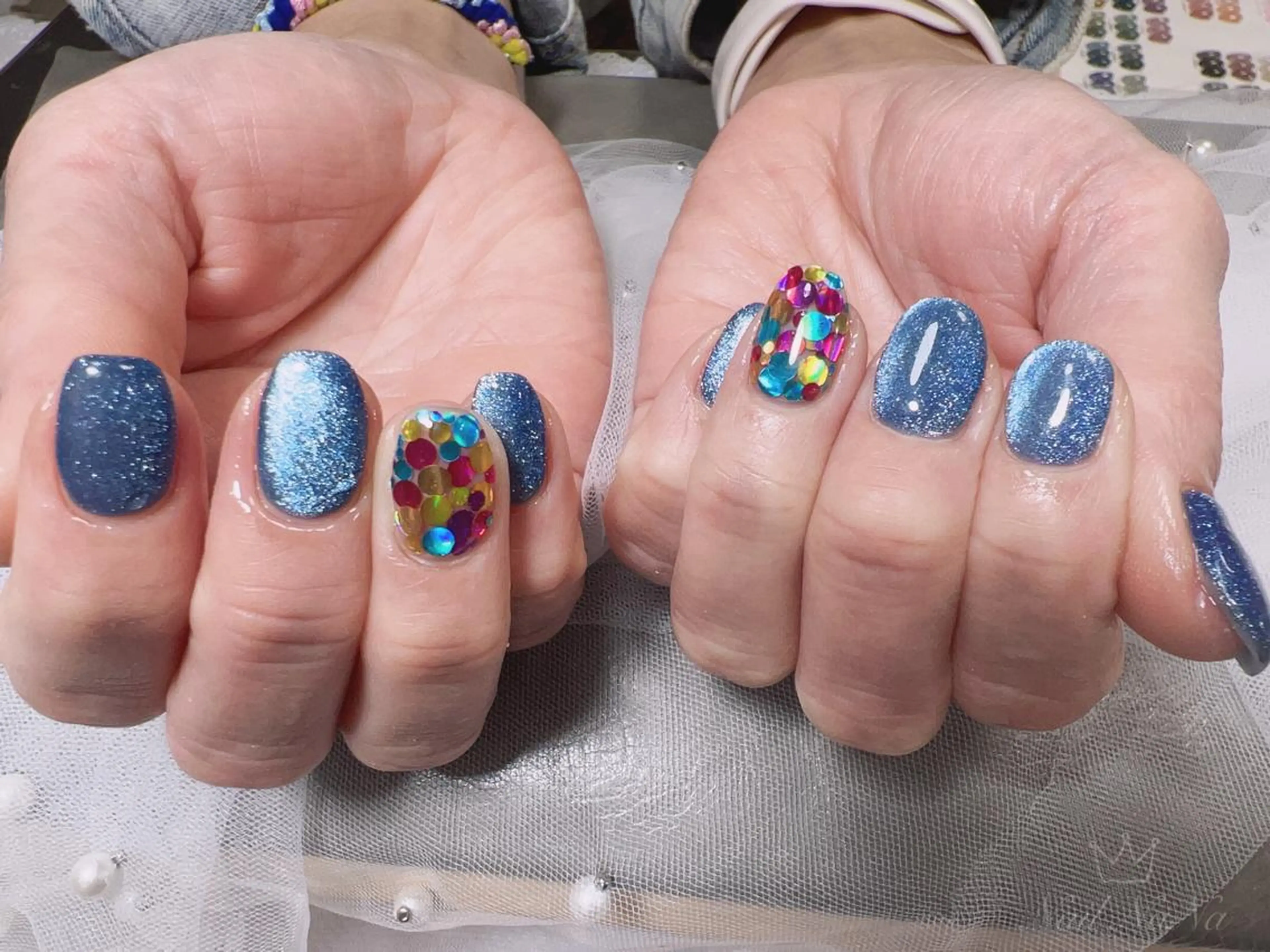 ショート カラー ネイル ラメ(グリッター) ハンドネイル Nail NaNaのネイルデザイン